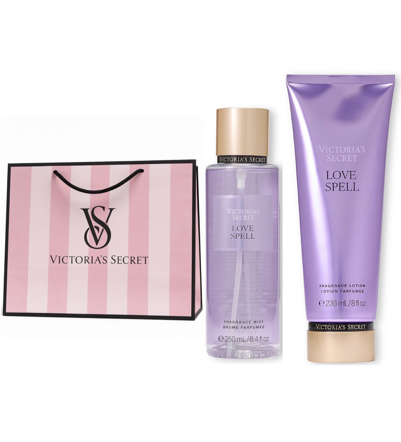 Victoria Secret Love Spell zestaw mgiełka i balsam torebka