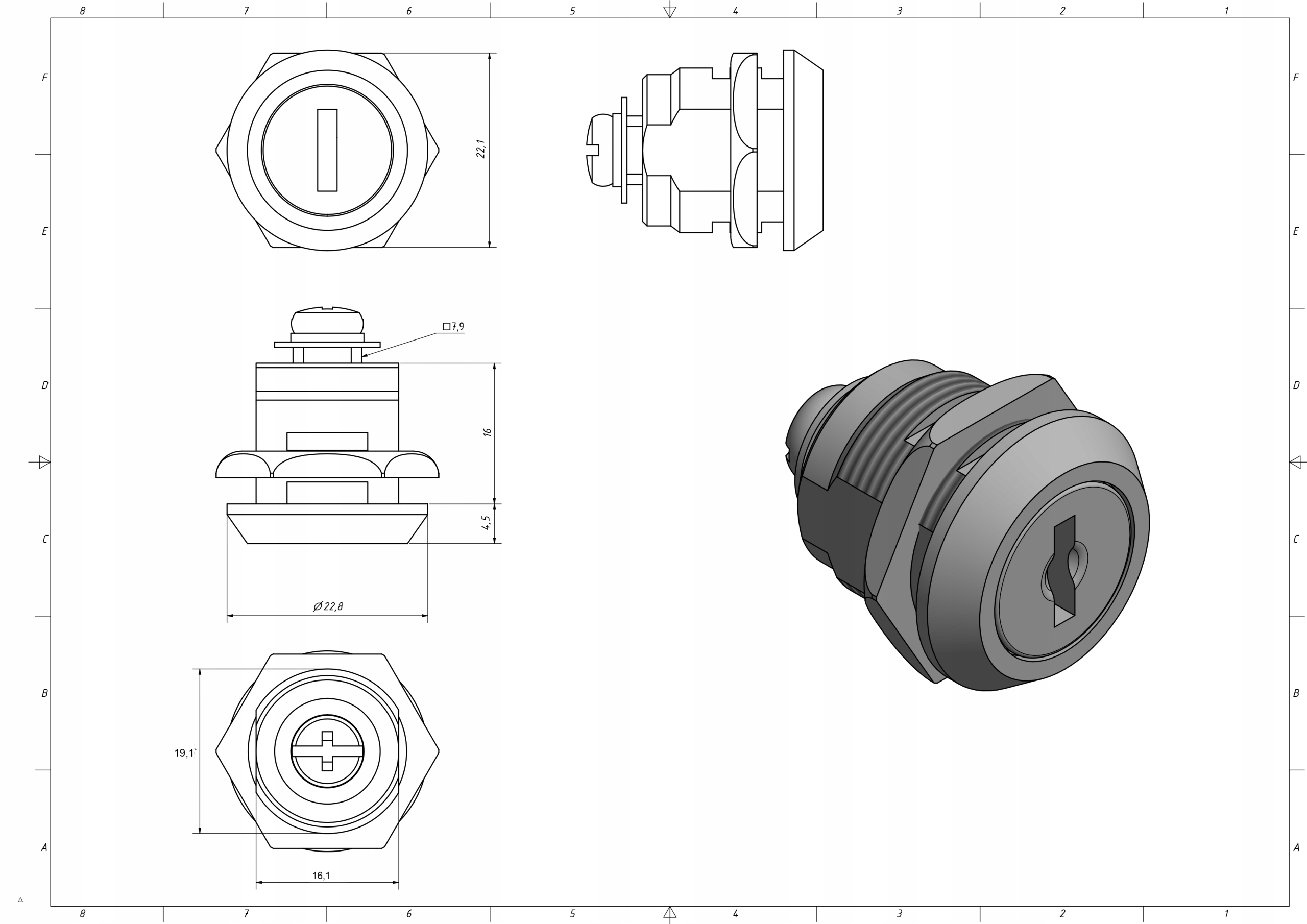 ZAMEK KRZYWKOWY DO SKRZYNKI NA LISTY POCZTOWEJ KASETOWY JEDEN KOD "004" Wysokość produktu 16.1 cm