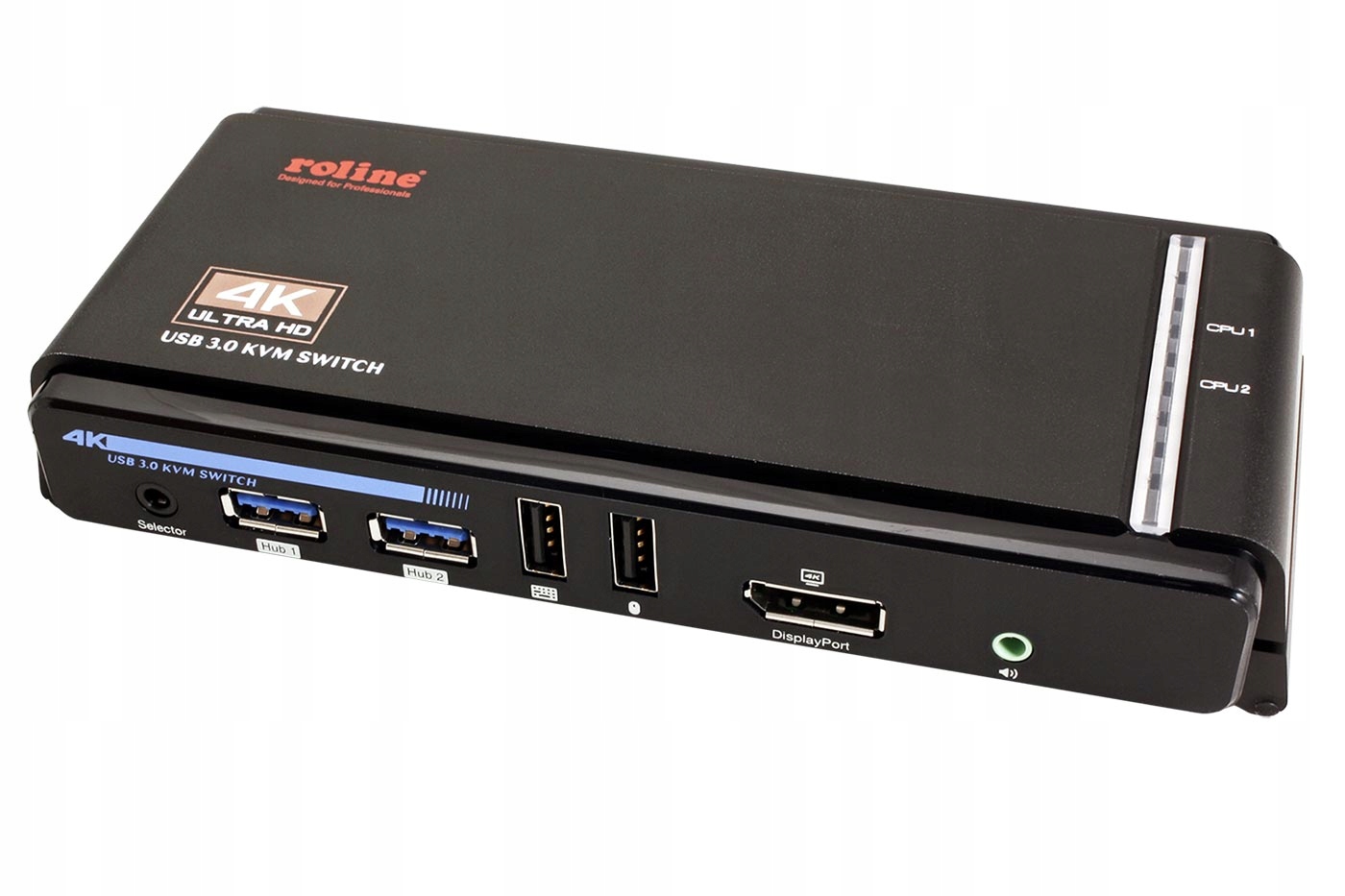 Roline Kvm přepínač (usb Klávesnice a Myš, Dp, Audio) 2:1, Usb 3.0 hub, 4K