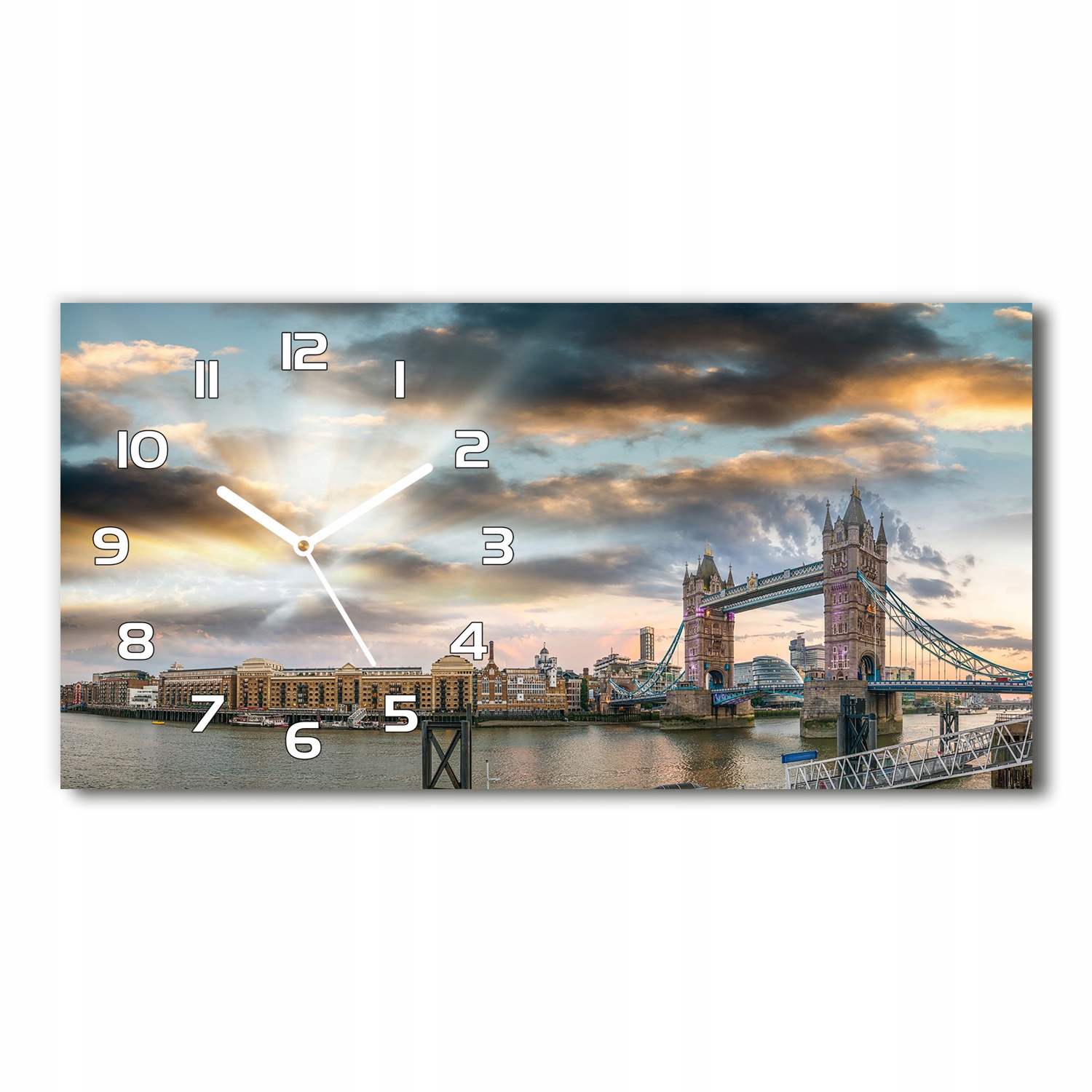 Sklenené nástenné hodiny Tower Bridge Londýn 60x30 cm