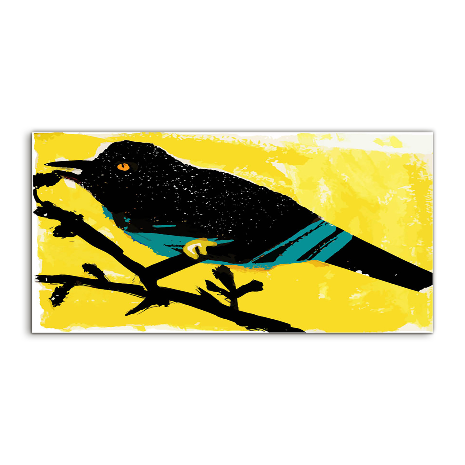 Akrylový obraz 100x50, moderný, vták, zviera, vetva