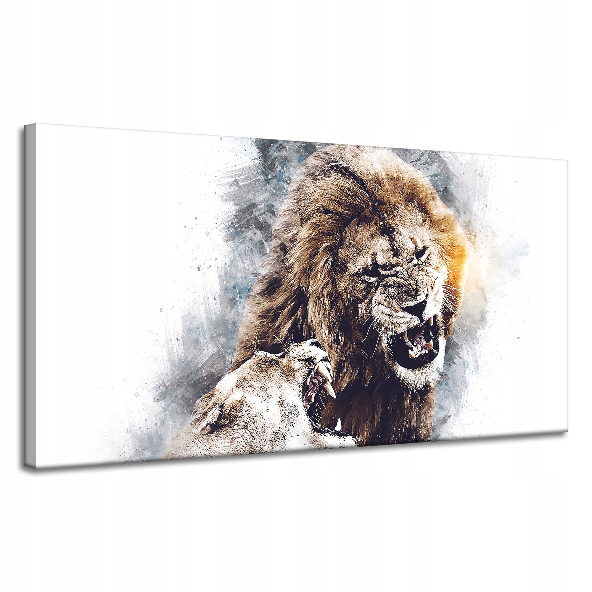 Obraz na plátně Ryk Lvů Hrozivý Pár Příroda 120x60 cm Ideální jako dárek