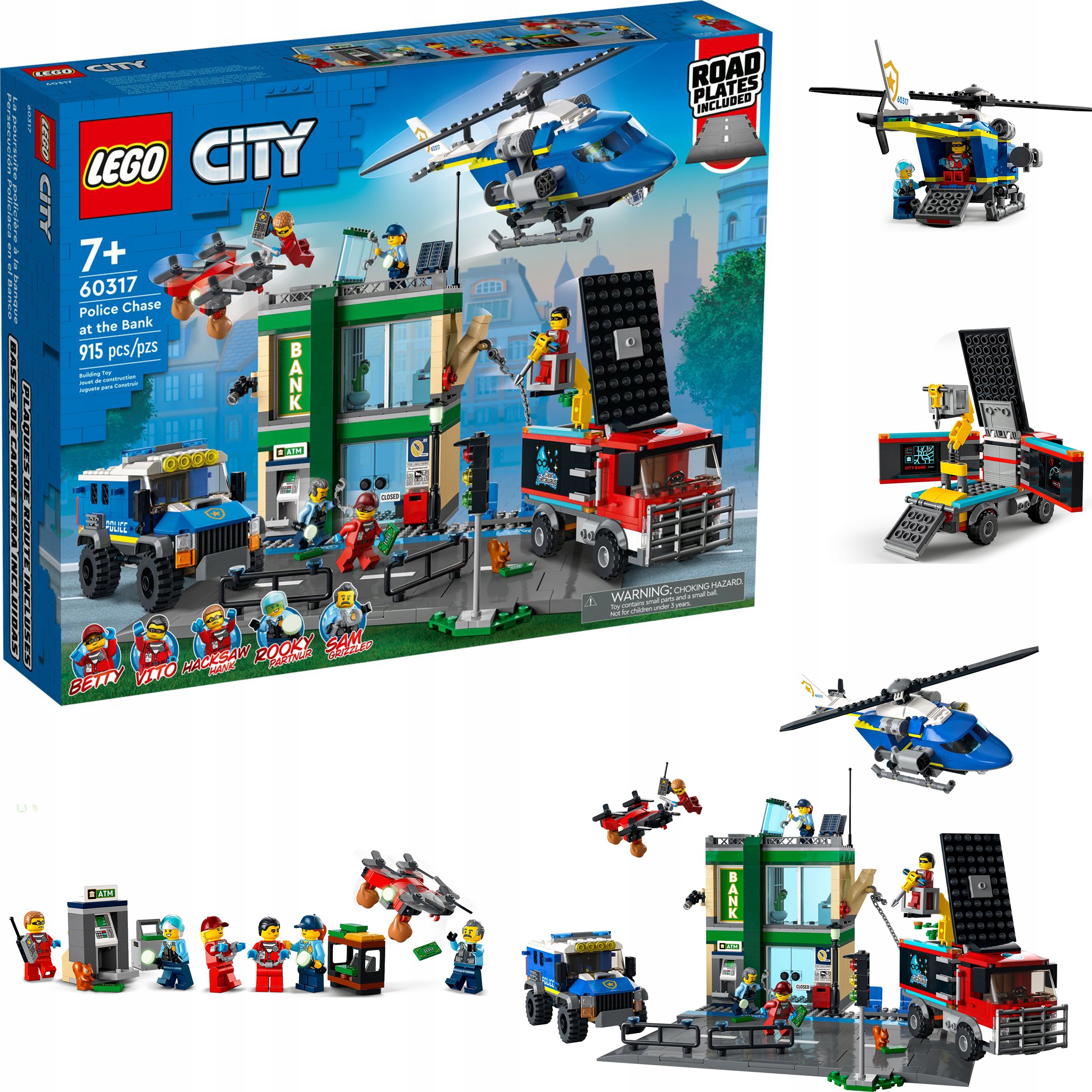 

Oryginalne Lego 60317 City Napad na bank 915 elem.