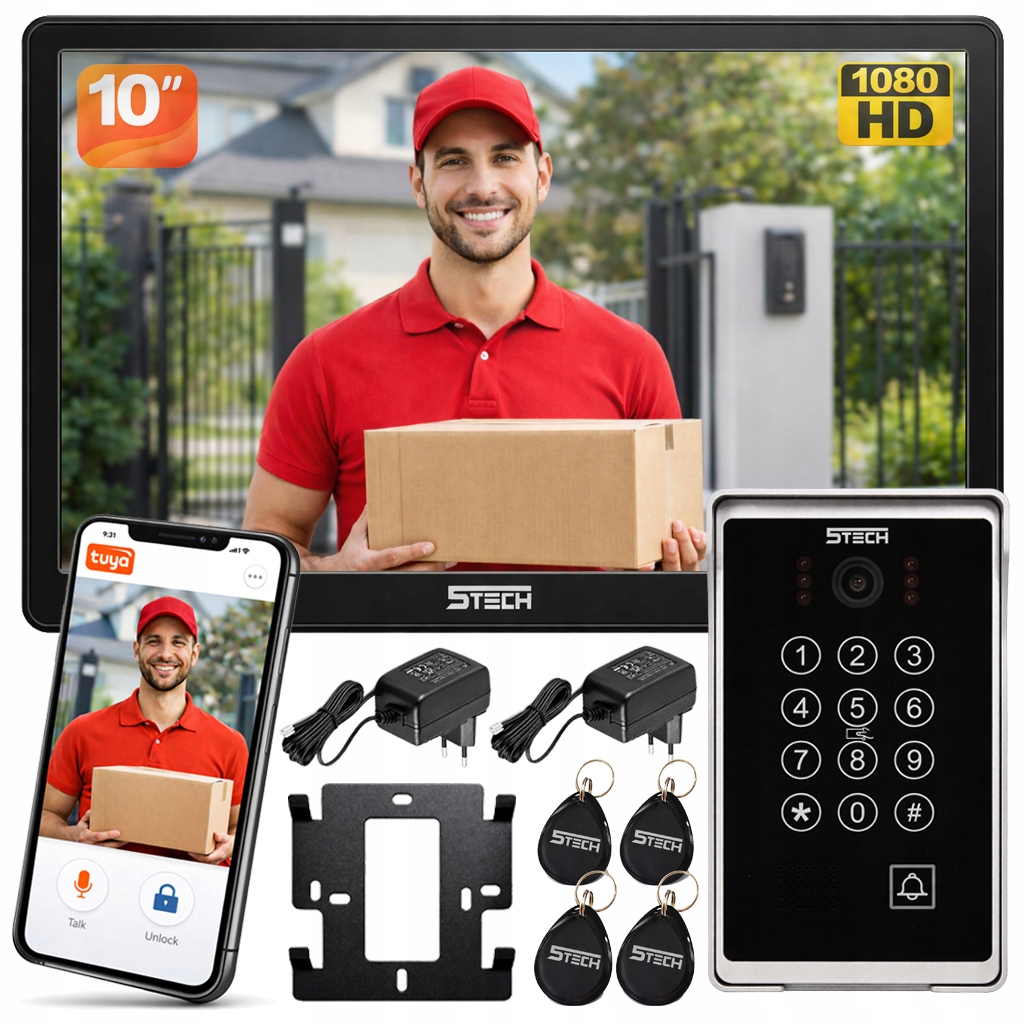 Wideodomofon 5TECH WiFi Monitor Verus 10" 84213 Czytnik Kod Aplikacja Tuya