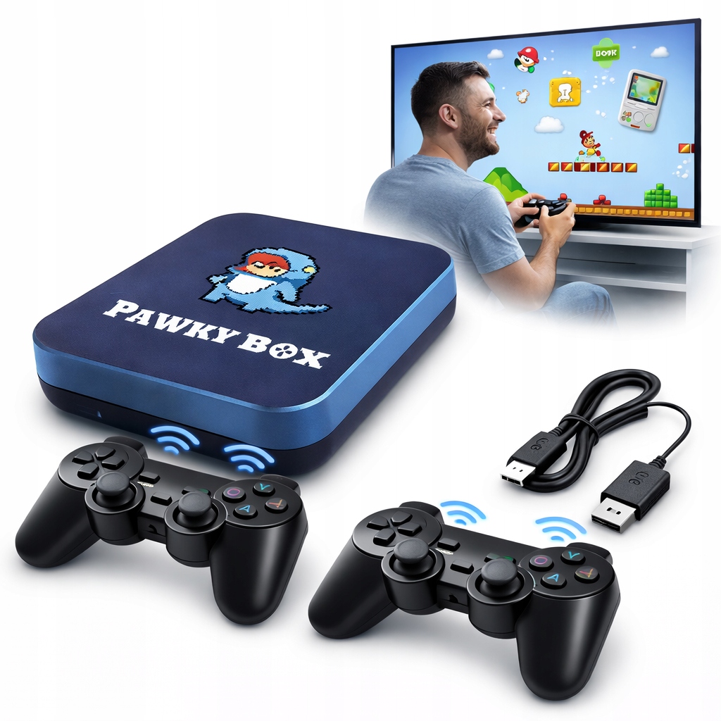 Retro Konsola PawkyBox 4K 50000 Gier PS1 Psp Nes 2 Pady Bezprzewodowe Hdmi