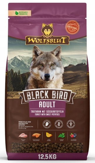 Levně Zdravé, bezobilné krmivo pro psy Wolfsblut Krůta/batáty 12,5 kg