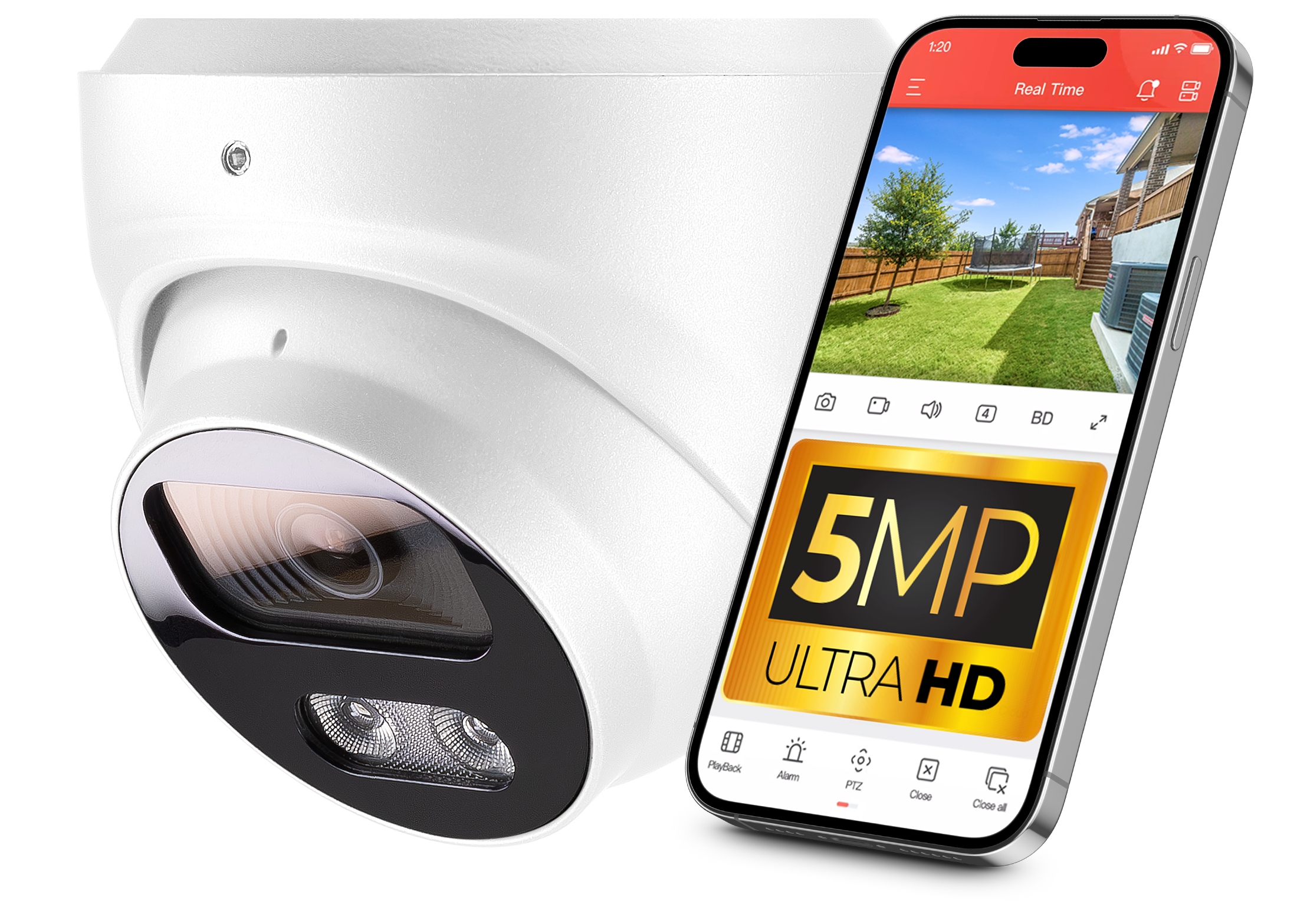 Kamera IP do Monitoringu PoE 5MPx 2.8mm + AUDIO, IP67 Kopułowa