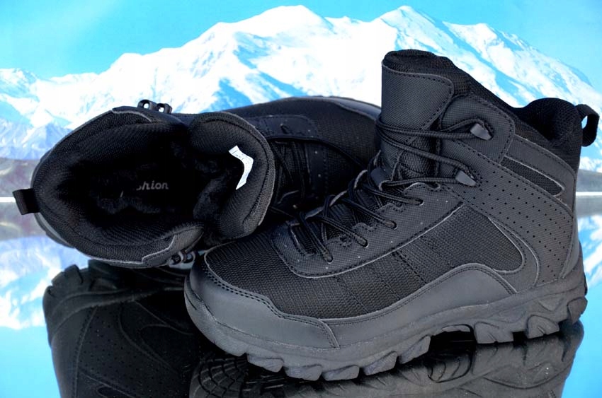 BUTY ZIMOWE SPORTOWE TREKINGOWE CIEPŁE W GÓRY TREKINGOWE OCIEPLONE WOJSKOWE Długość wkładki 23.6 cm