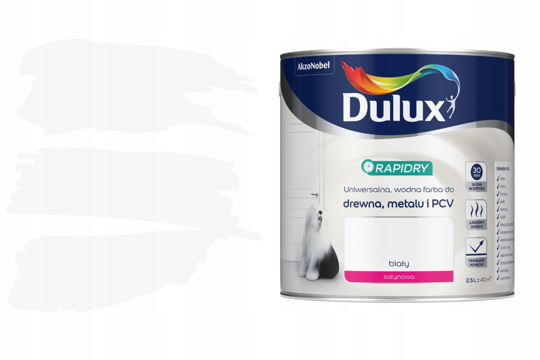 Barva barva Dulux Rapidry 2,5 l Sat bílá