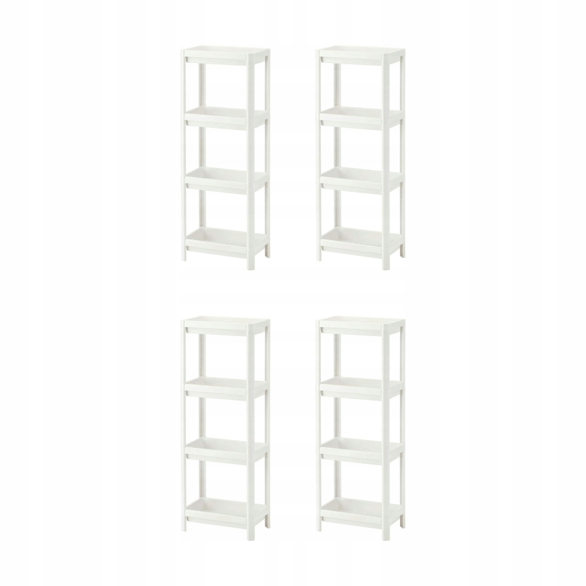 4 ks Regál Vesken bílý 37x23x101 cm do koupelny, organizace