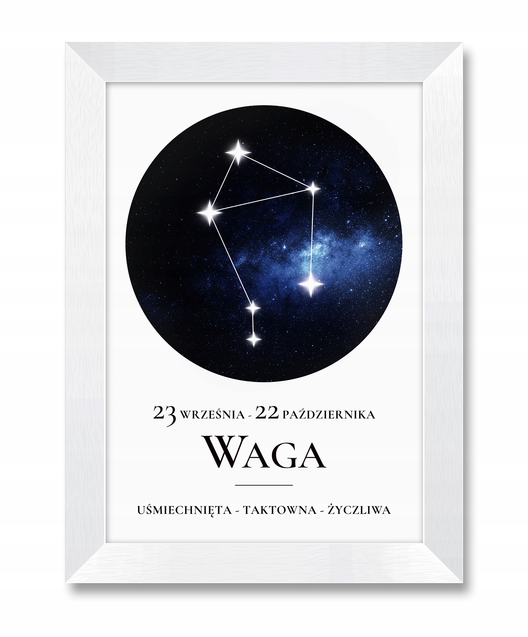 

Plakat w ramie cechy charakteru znak zodiaku Waga