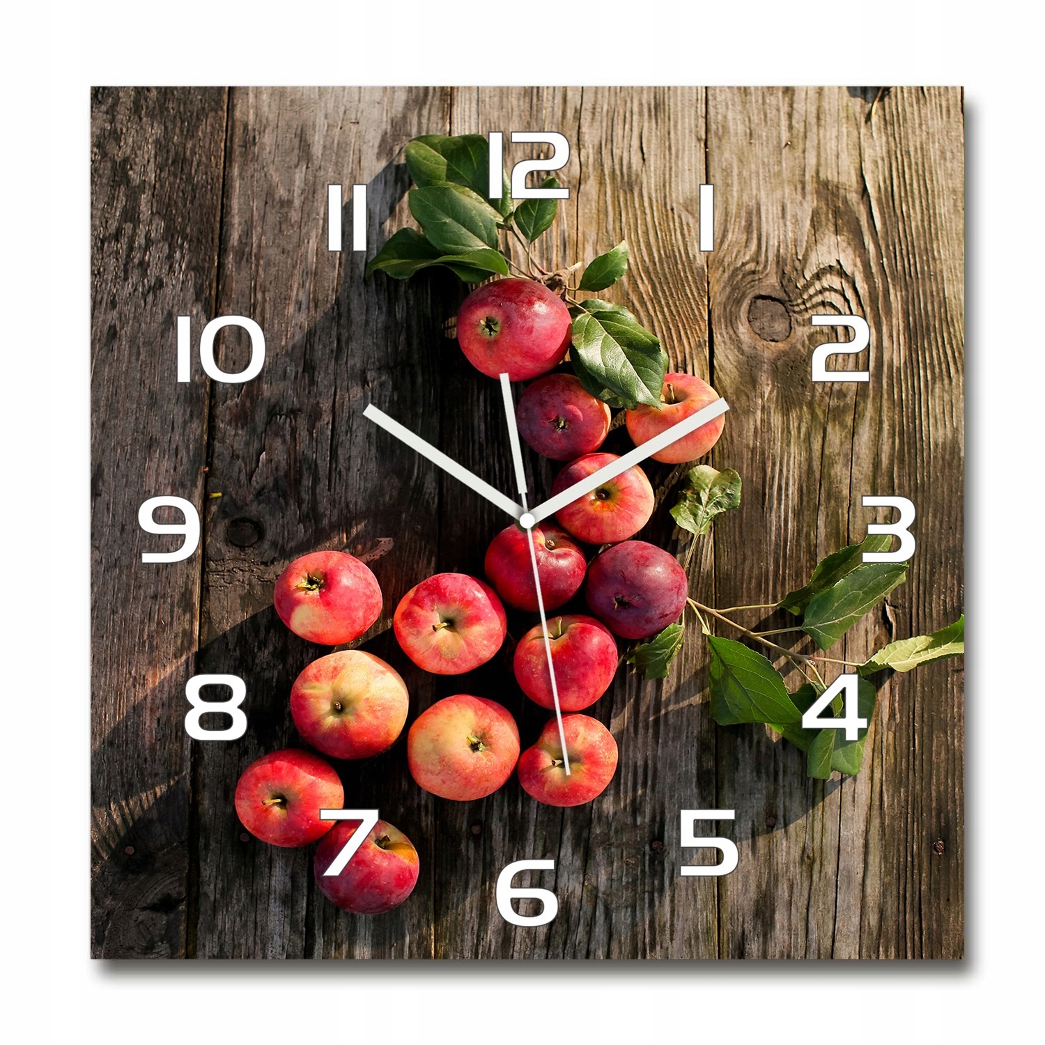 

Szklany duży zegar wiszący Jabłka na stole 60x60cm