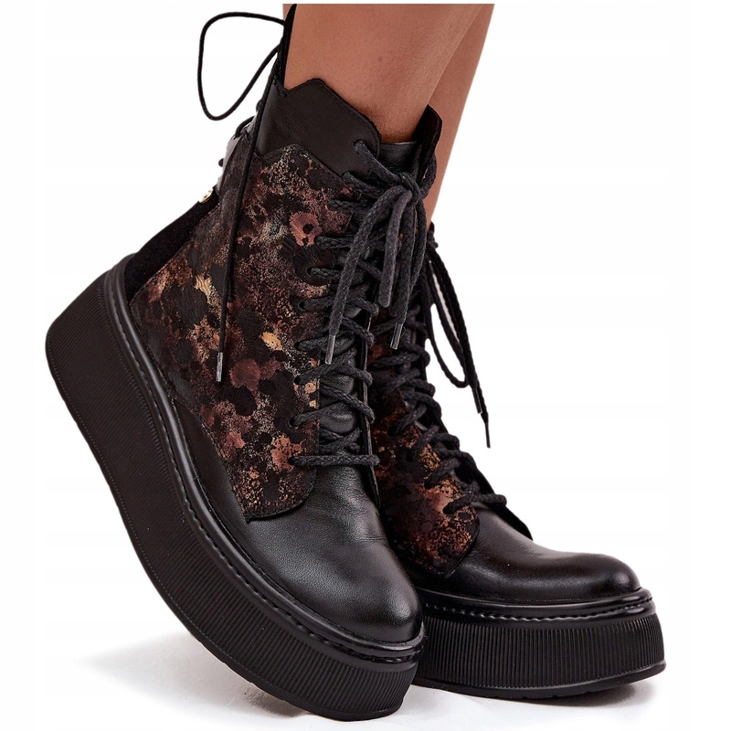 Dámské Kotníkové Boty Z Přírodní Kůže Platforma Maciejka 07086-01 Černé 38