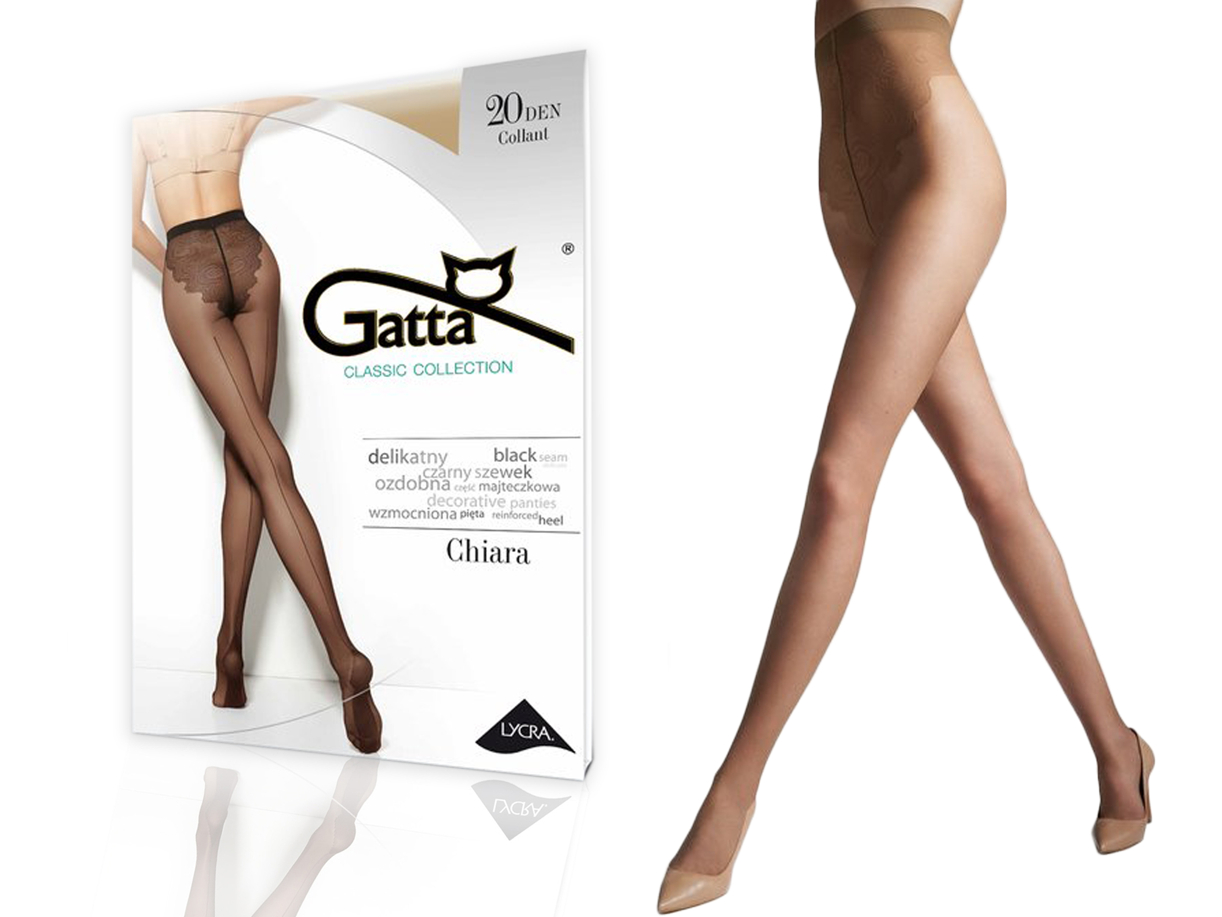 

Gatta rajstopy wzorzyste Chiara 20 den, beige, 4-L