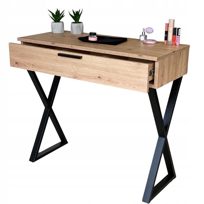 TOALETKA LENA DĄB ARTISAN METAL CZARNE X 90CM