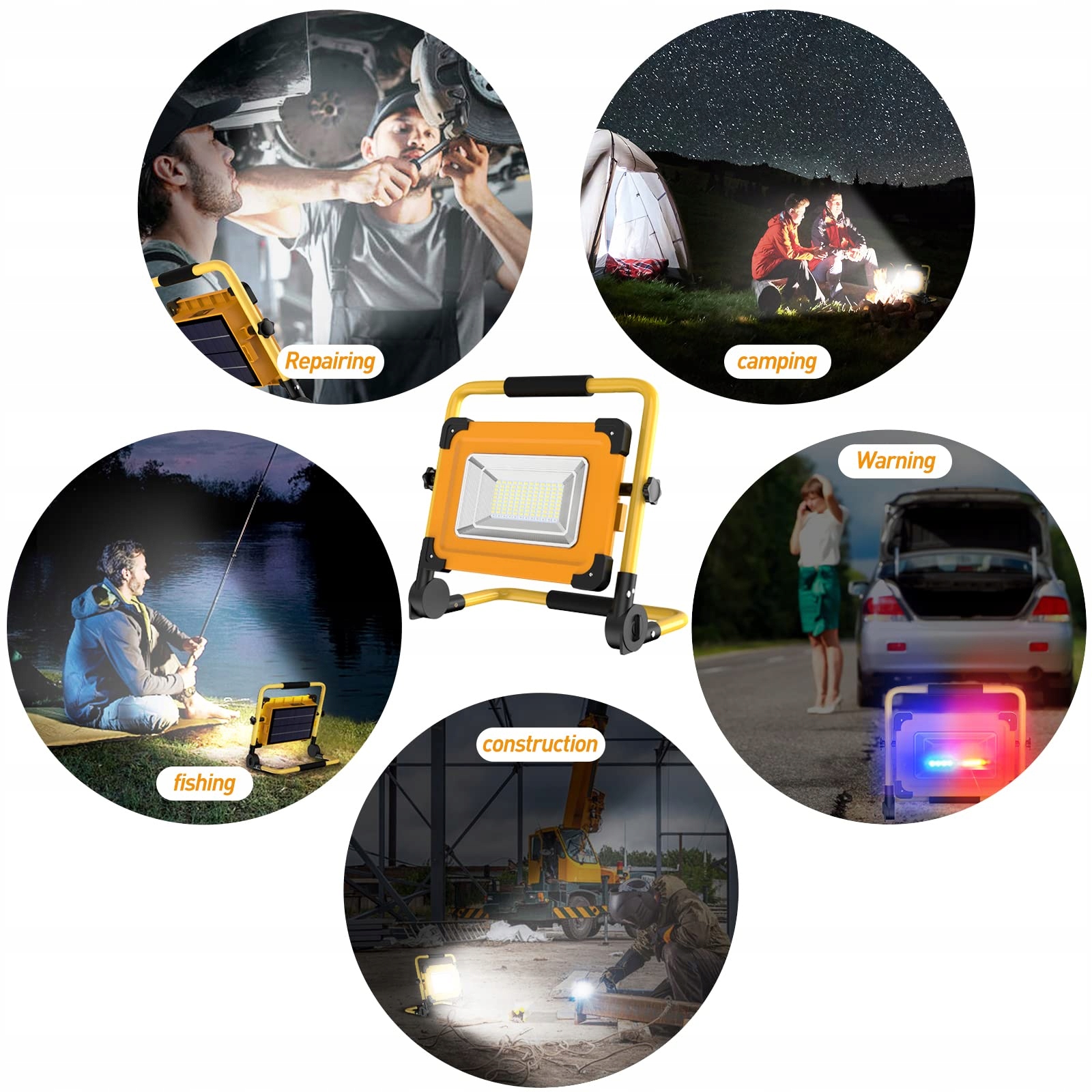 SOLAR LED Lampa Robocza Akumulatorowa 120 LED USB 4 Tryby Wodoodporna — miniatura 7
