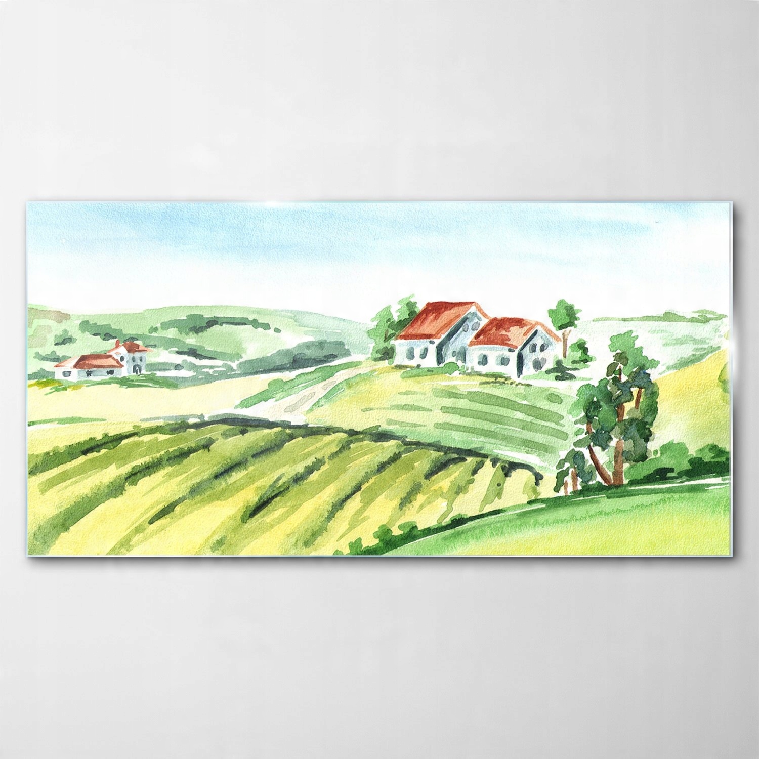 

Hartowany Obraz Szklany Farma Wieś Akwarele 100x50