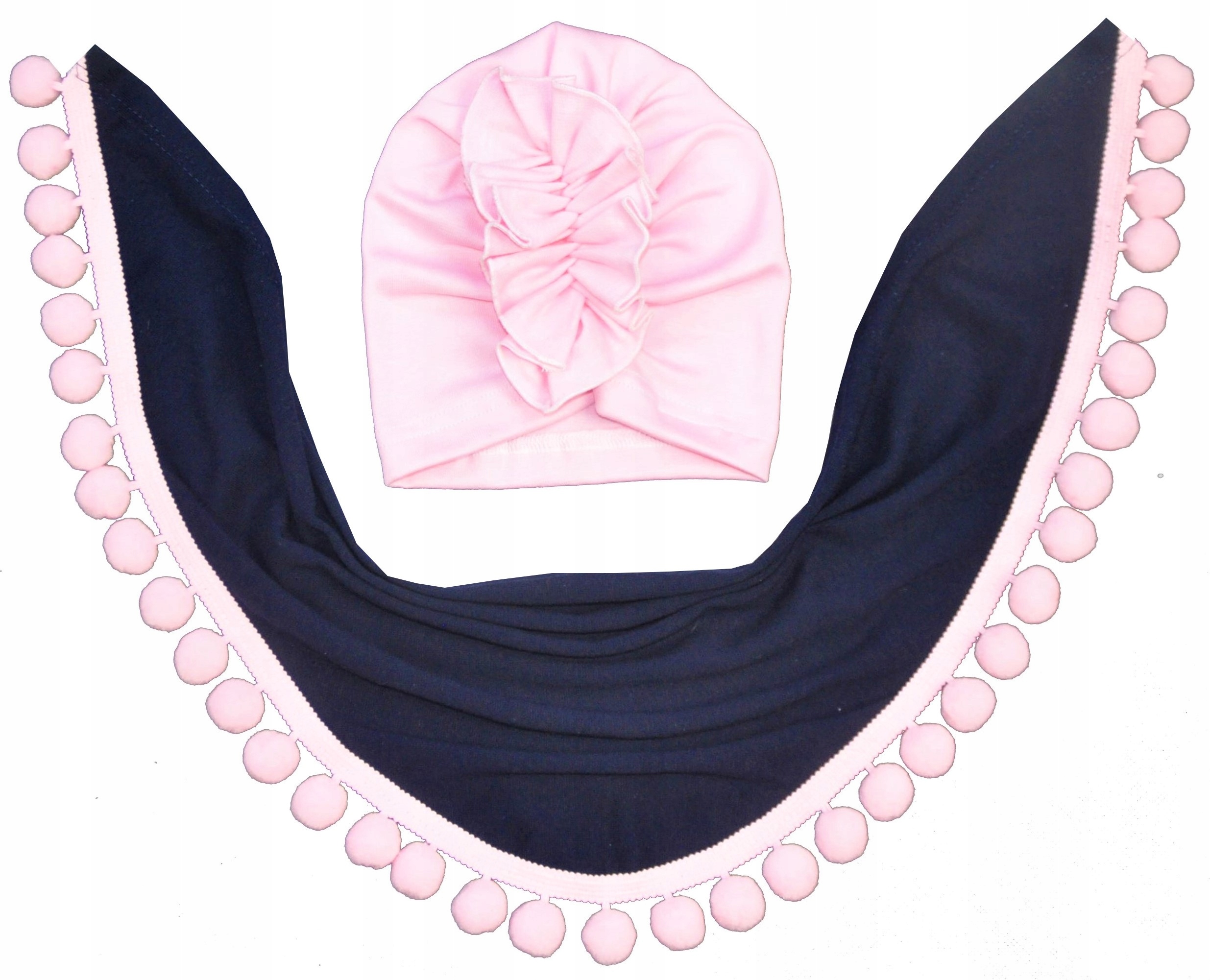 

Komplet Wiosna-jesień Czapka Turban Chusta r.48-50