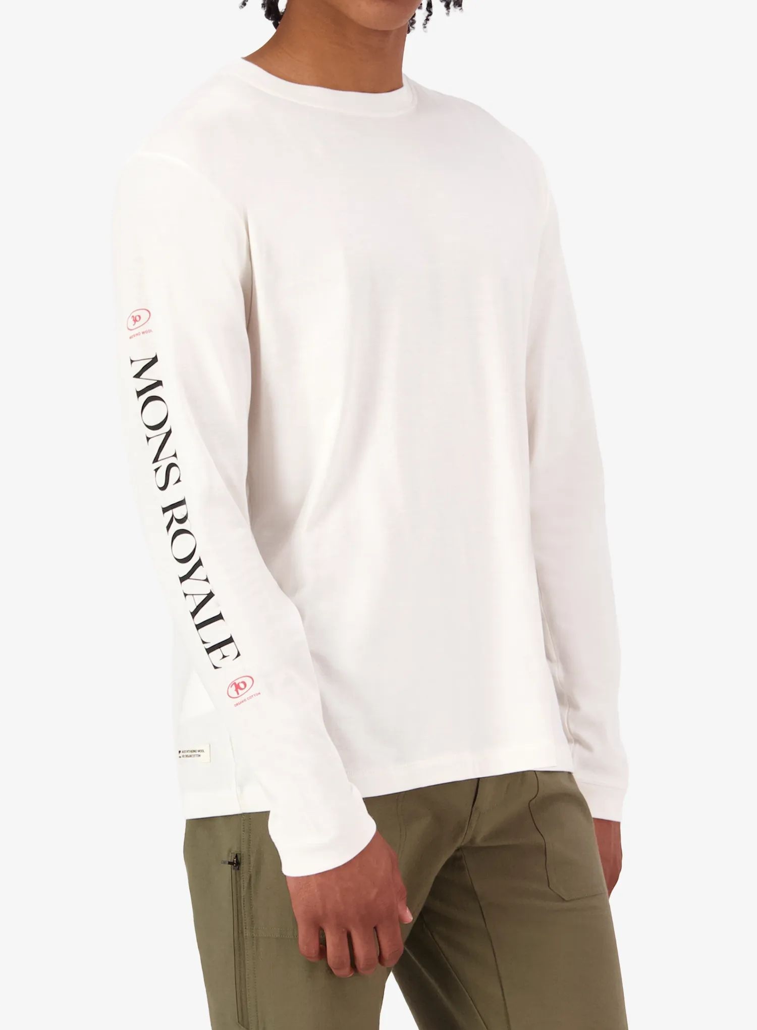 Dlouhý rukáv Mons Royale Yonder Merino Organic Cotton Ls vintage bílá XL