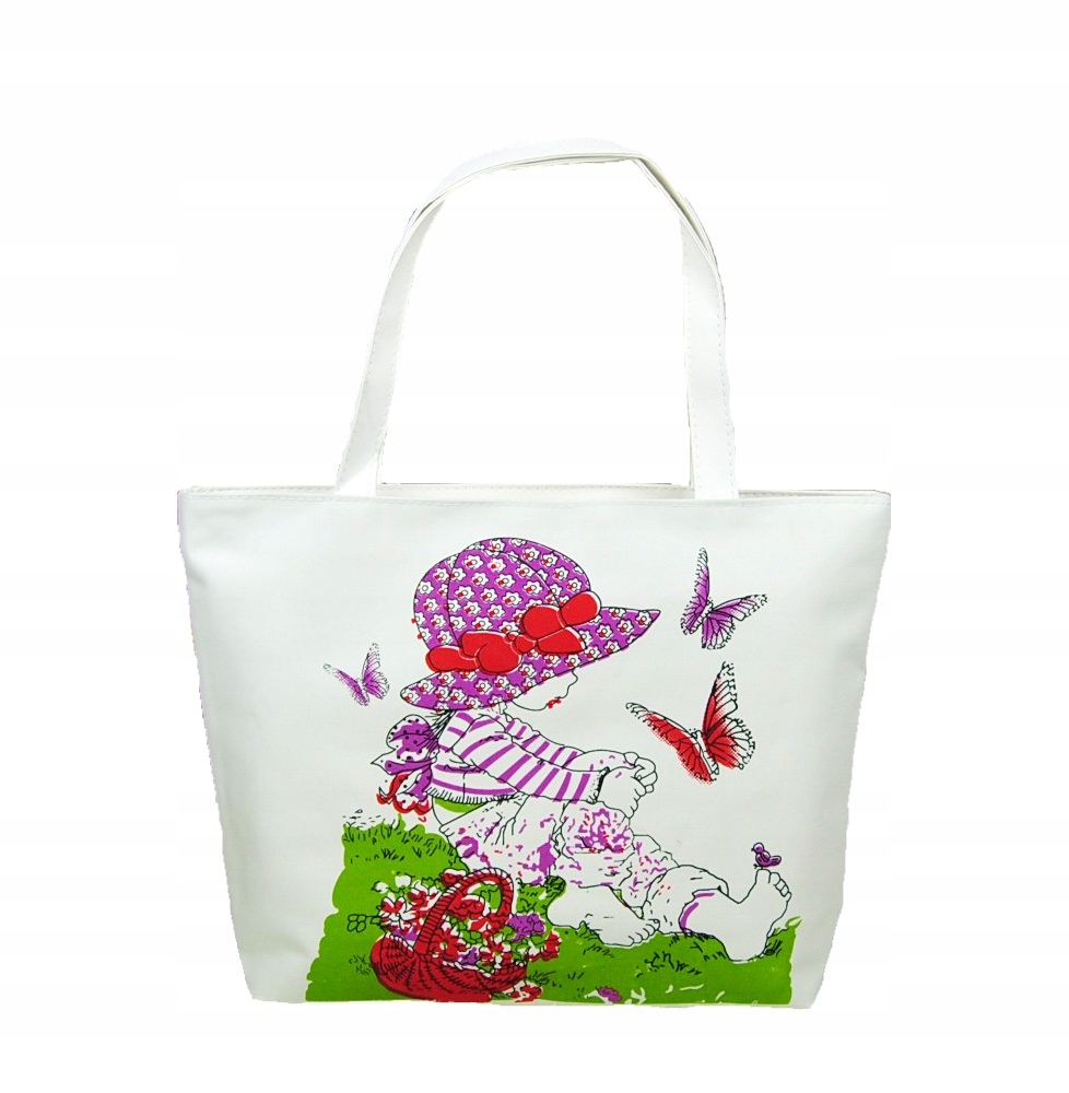 

Duża Materiałowa Torba Shopper Bag Nadruk Wzory
