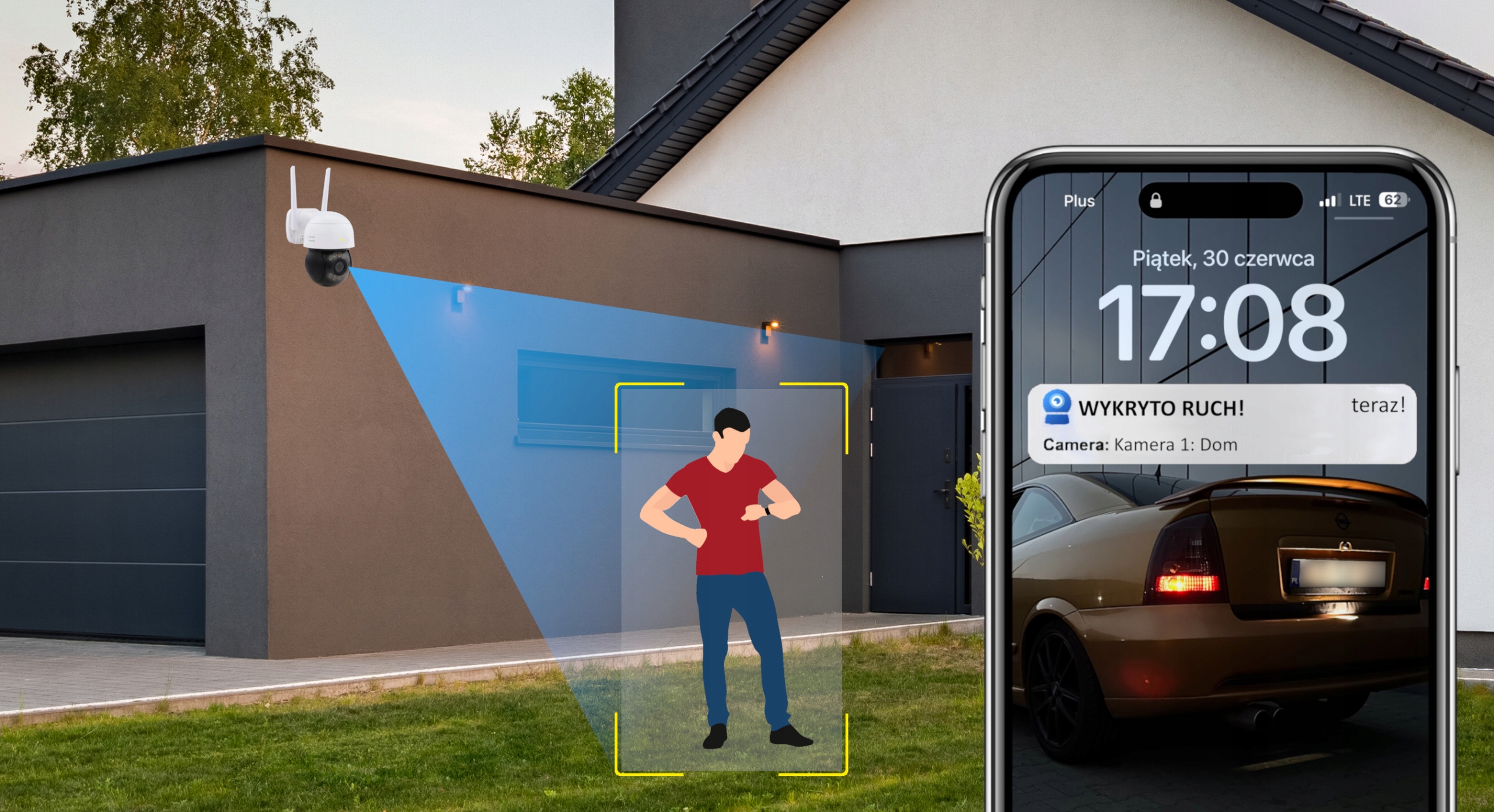 KAMERA WIFI OBROTOWA SMART 8Mpx UHD 4xZOOM MIKROFON GŁOŚNIK ZEWNĘTRZNA DVS Stan opakowania oryginalne