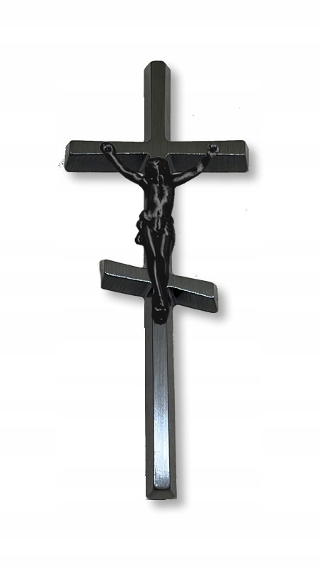 Pravoslavný rovný kříž 25 cm s pruhem – černěný mosazný odlitek