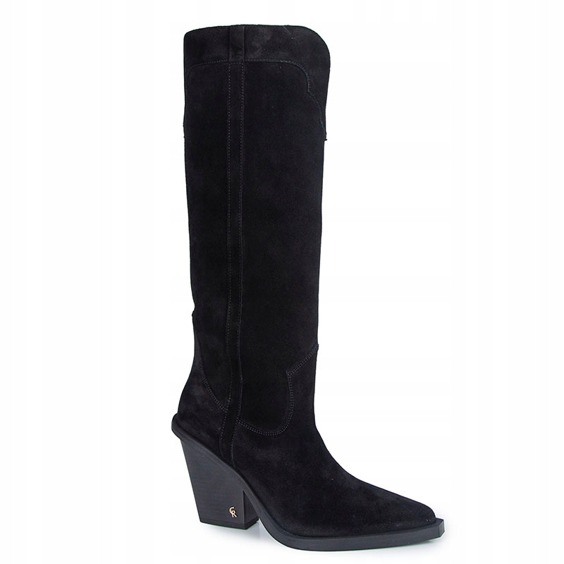 Carinii B8089 Kozačky Klasická Kůže Semiš Černá 37