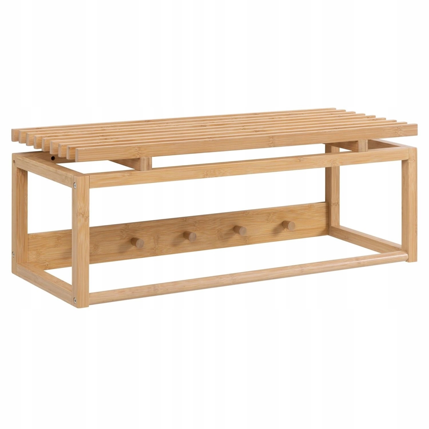 Vešiak na oblečenie Actona Bali bambusový s poličkou, závesný, hnedý, 80 x 30 cm