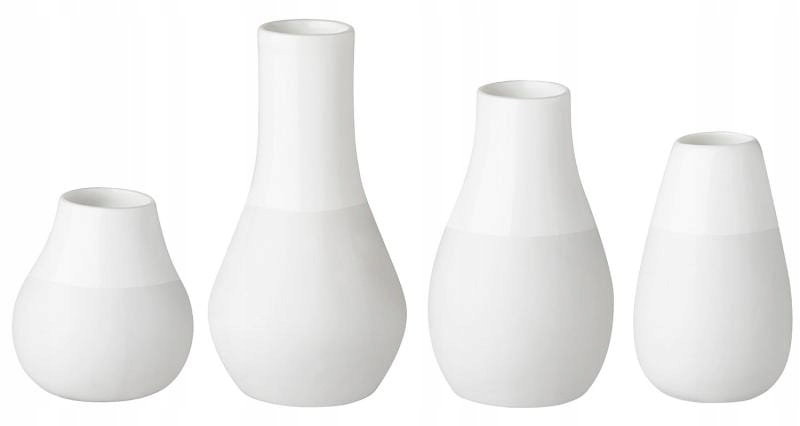 Zestaw 4 wazoników, białe, Porcelana, Raeder