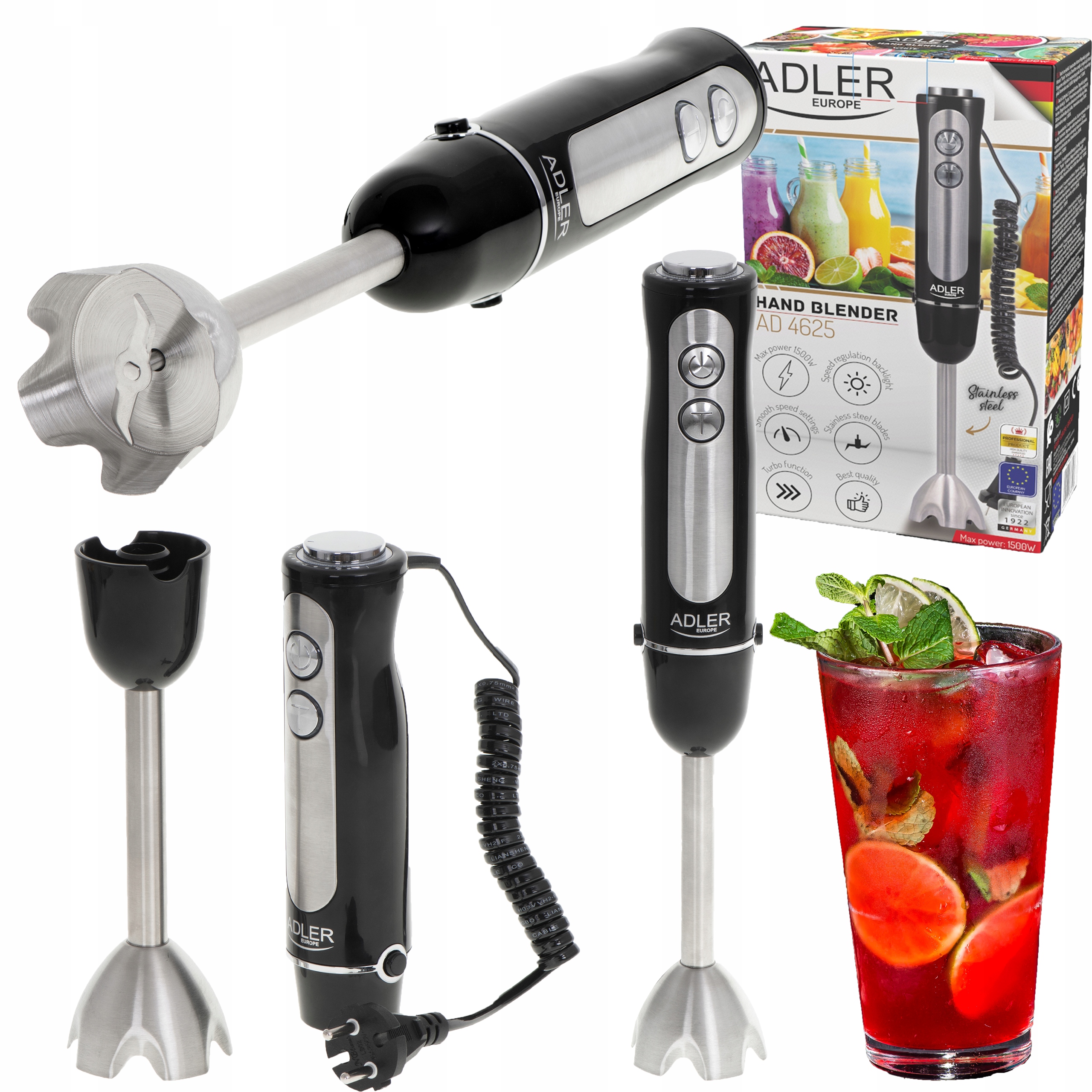 

Blender Ręczny Wielofunkcyjny Metalowy Mocny 1200W