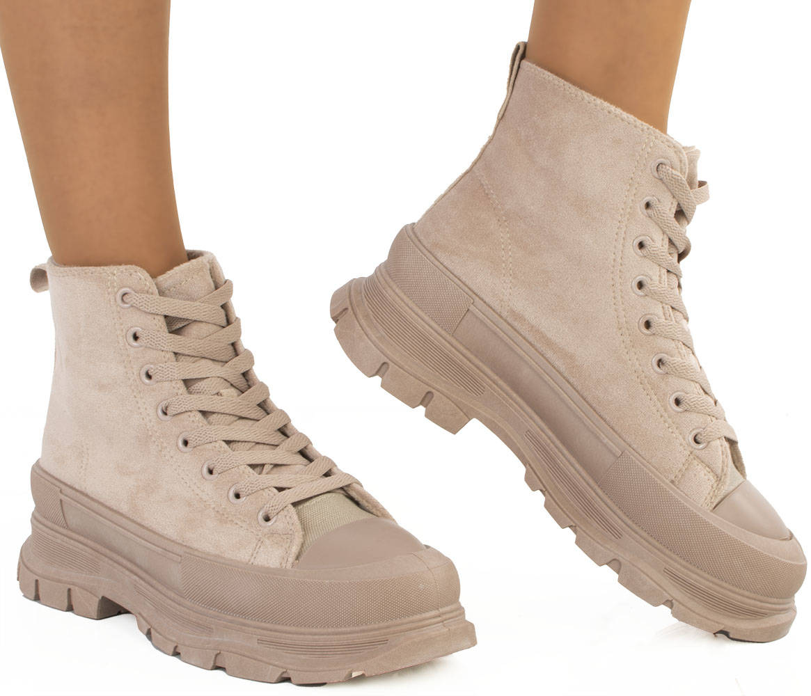 

Ocieplane Beżowe Wysokie Trampki Khaki Palladi 38