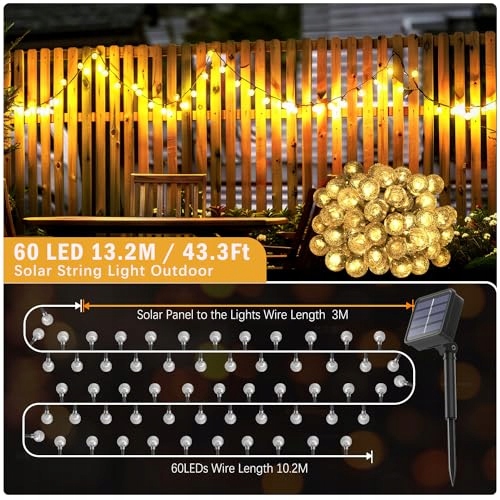 REALKY SOLARNE LAMPKI OGRODOWE GIRLANDA ŻARÓWKI 13.2M 60 LED IP65 — miniatura 6