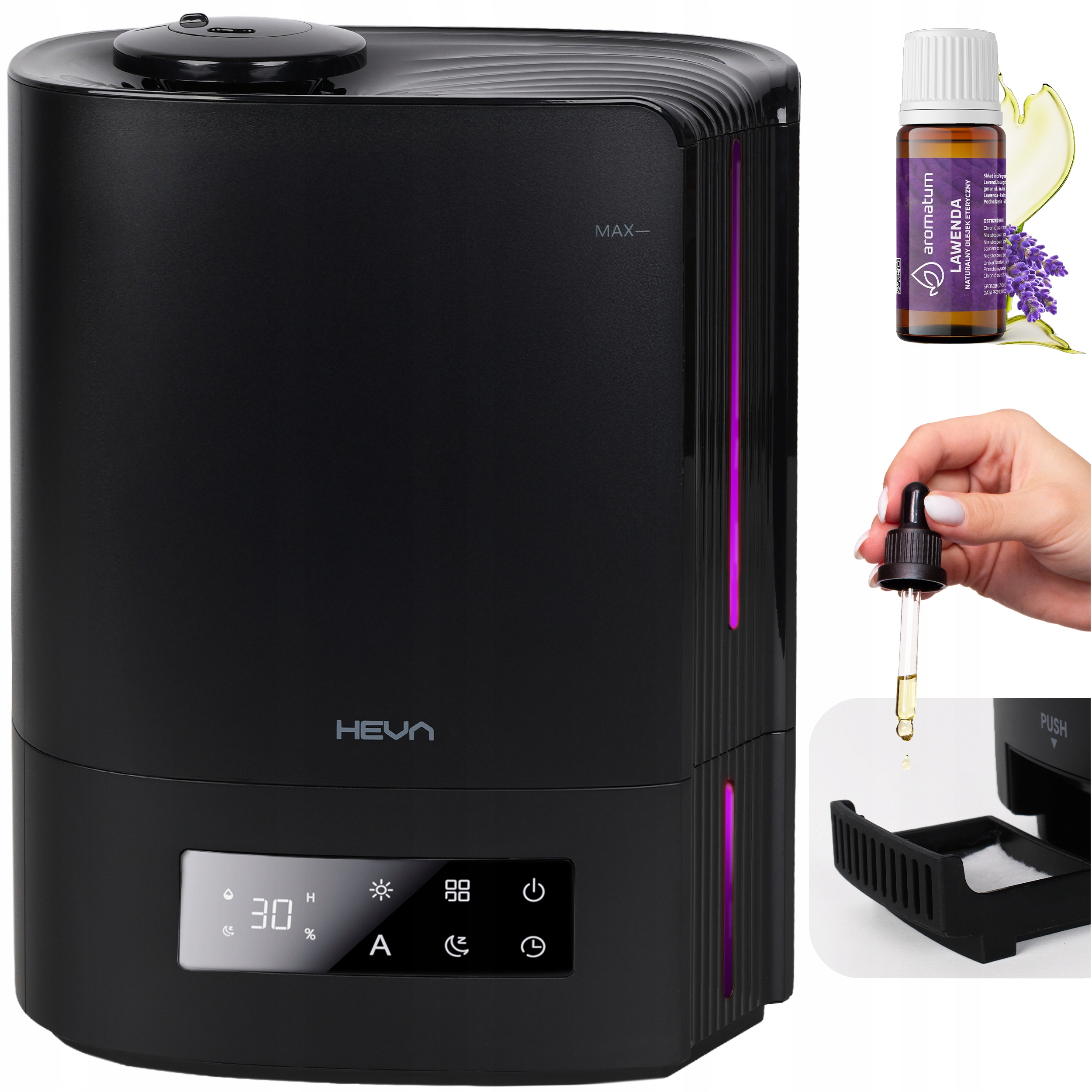 Nawilżacz powietrza ultradźwiękowy dyfuzor Milo wydajny aromaterapia Led 5l