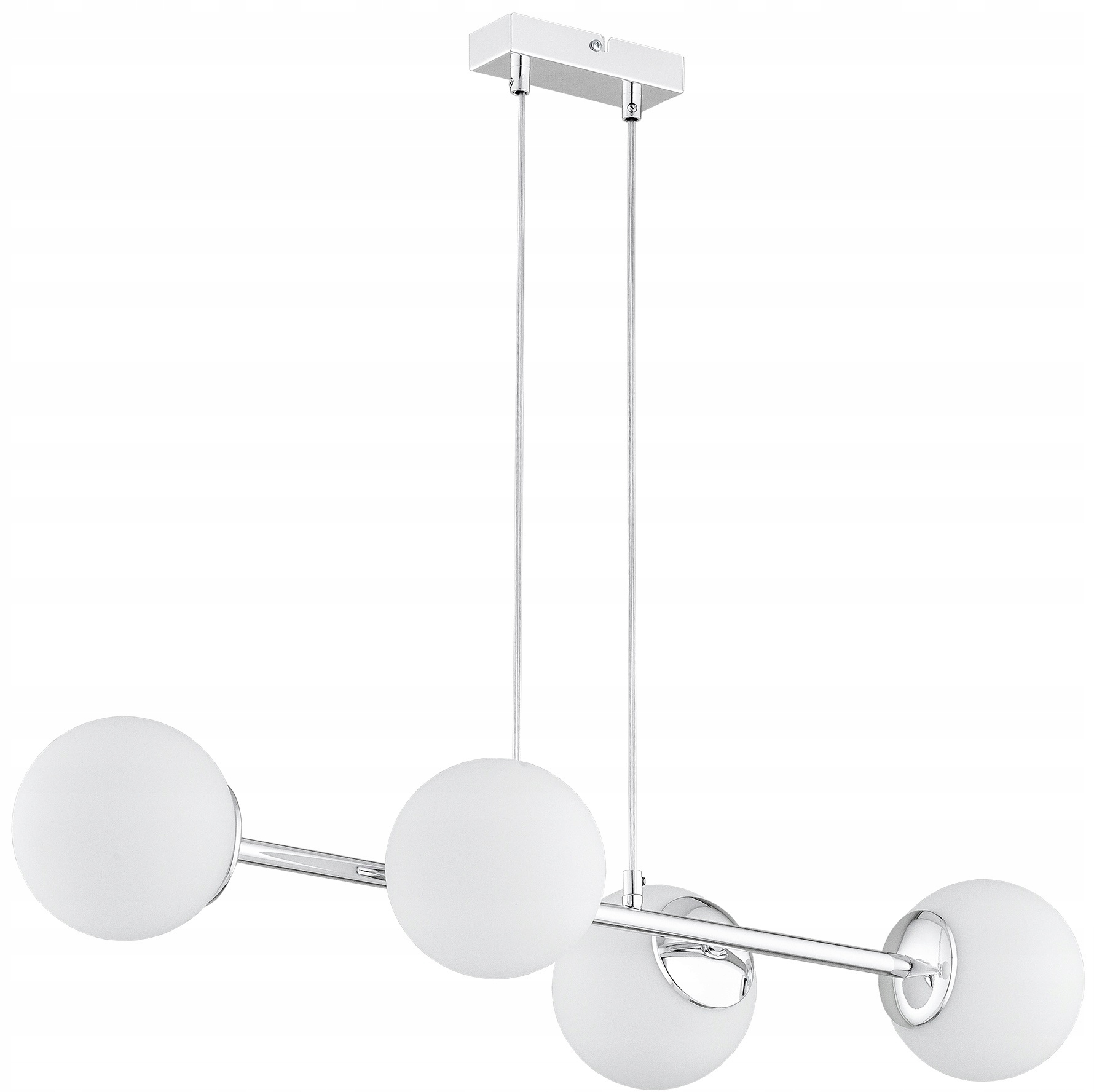 Lampa Wisząca Sufitowa Żyrandol Białe Kule Chrom Milo Led E27