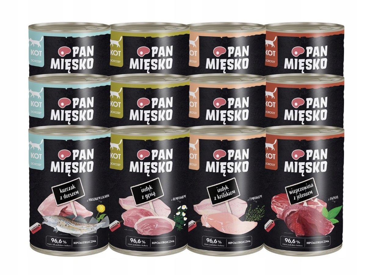 Mokré Krmivo pro kočky Pan Mięsko dospělé MIX Chutí 12x400g