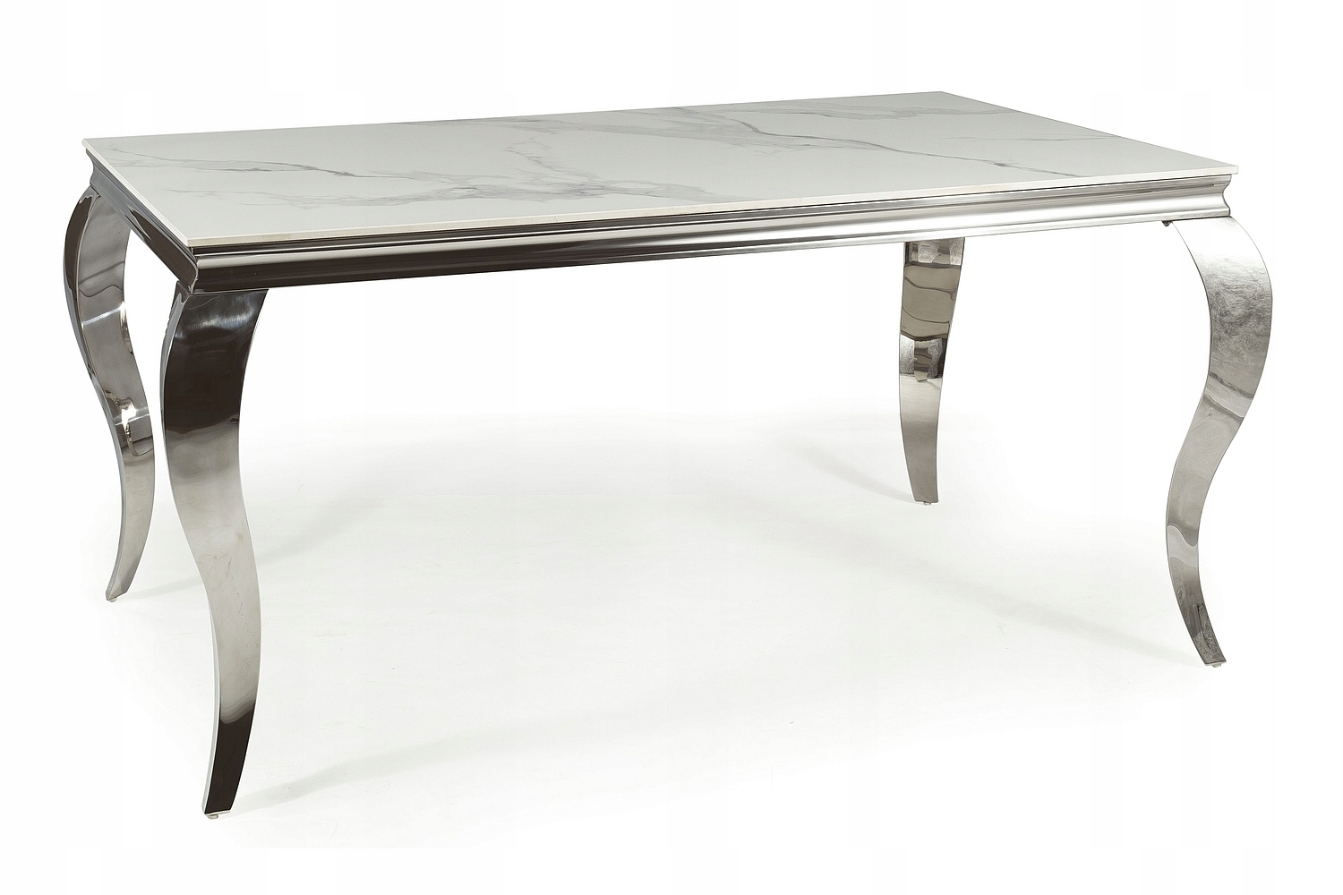 Stôl Prince biely calacatta/chróm 180x90 cm do jedálne Sig
