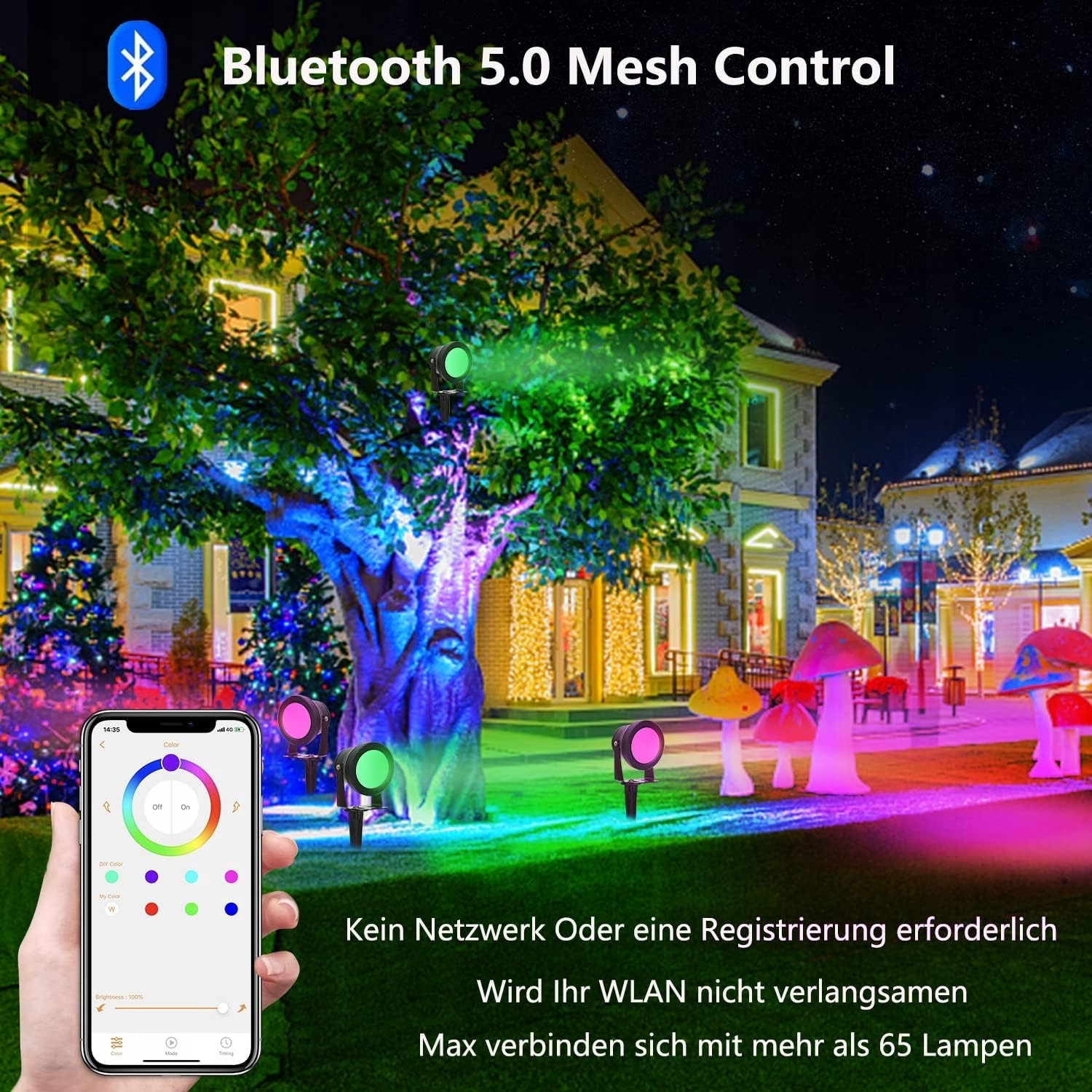 RICHSING Reflektor Zewnętrzny Oświetlenie Ogrodowe Wodoodporne LED 15W RGB — miniatura 8