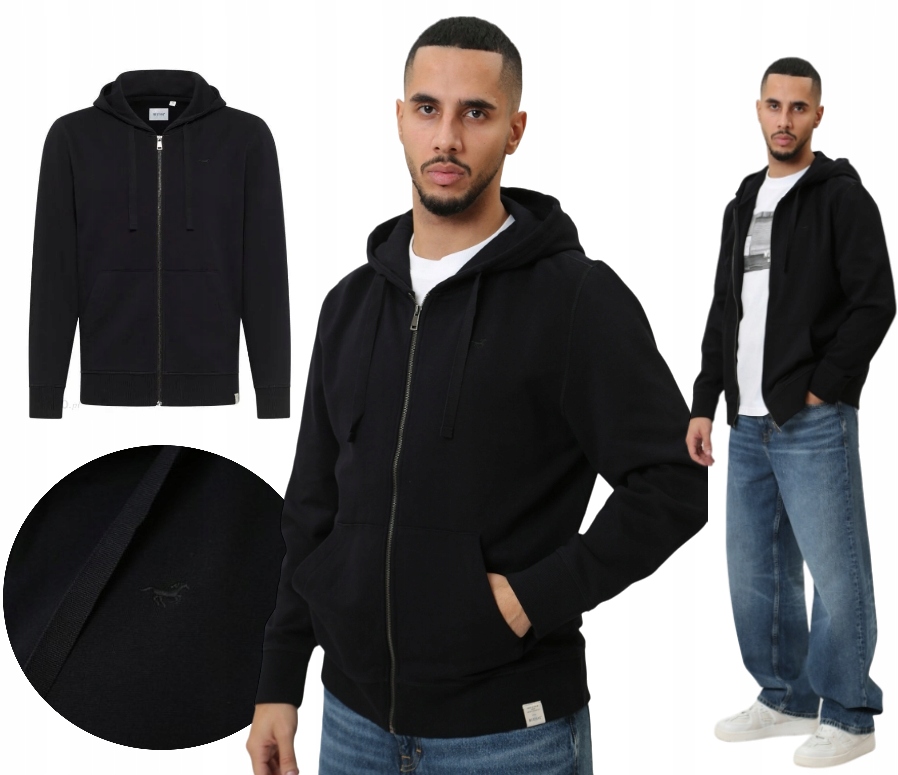 pánská mikina s kapucí Mustang Brian H-Zip Embro rozepínací černá vel. S