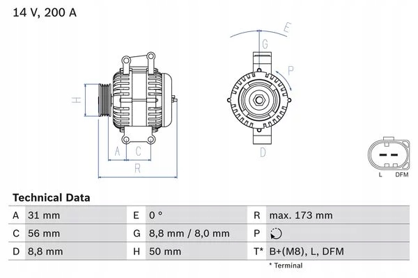 ALTERNATOR DB E 200 CDI 02-06 0 986 045 420 BOSCH 0 986 045 420 Alternator