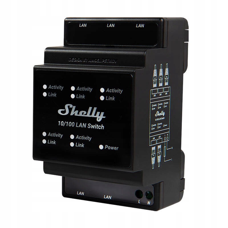 SHELlY 5-PORTOWÝ Ethernet RJ45 Switch Na Din Lištu