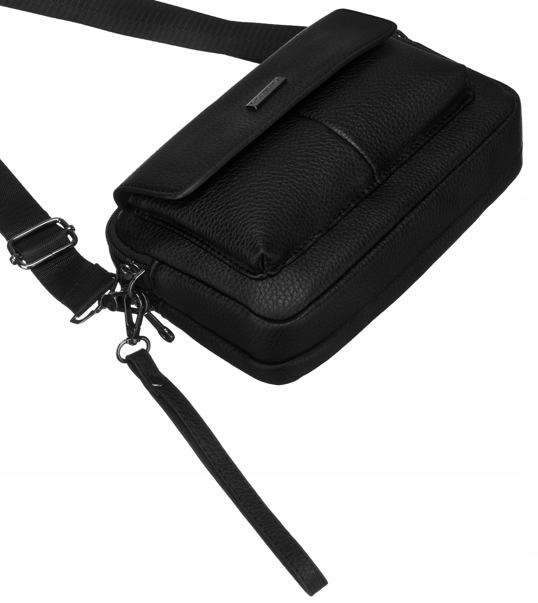 Rovicky mała torebka damska listonoszka z klapką klasyczna fakturowana Kod producenta R-1013-1-7318 BLACK