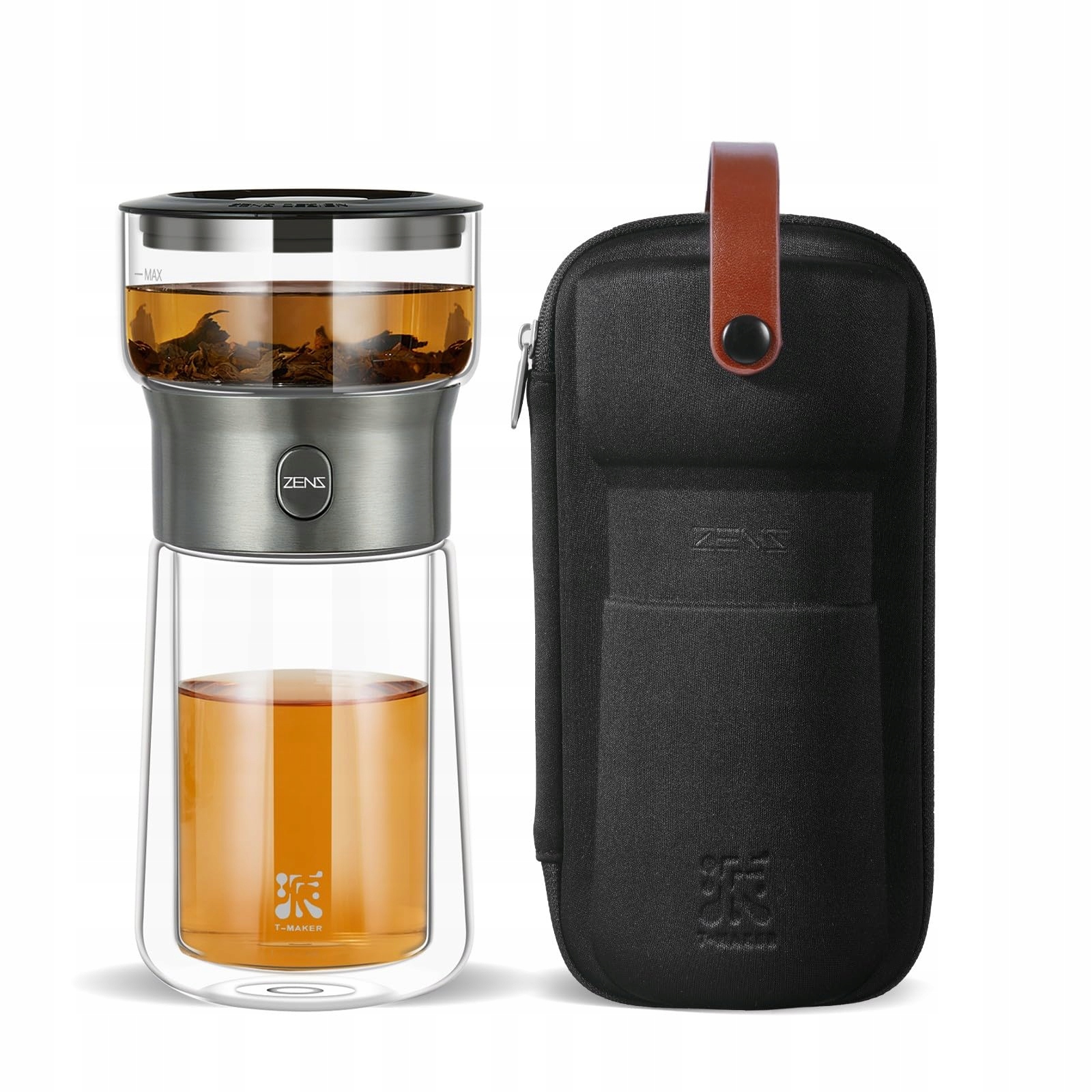 Zens Skleněný zavařovač na čaj 270 ml s hrnkem a taškou