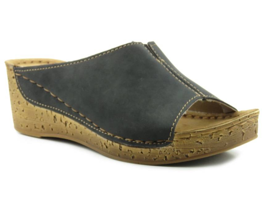 

Klapki Damskie Inblu NG-02 Na Koturnie Czarne Buty