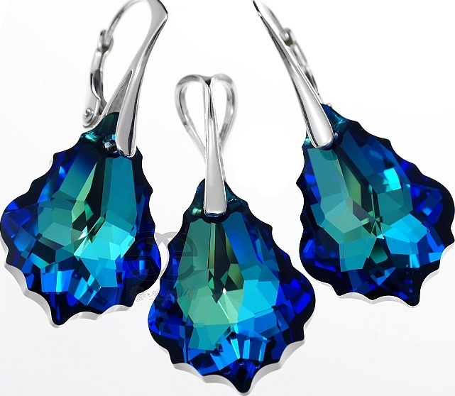 Akce Krystaly Komplet Bermuda Blue Stříbro