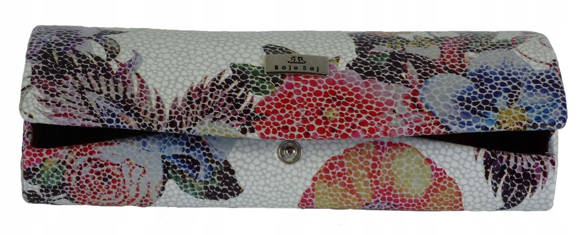 Kožené pouzdro na brýle Baju Baj, rybí květy, stříbrná šupina.