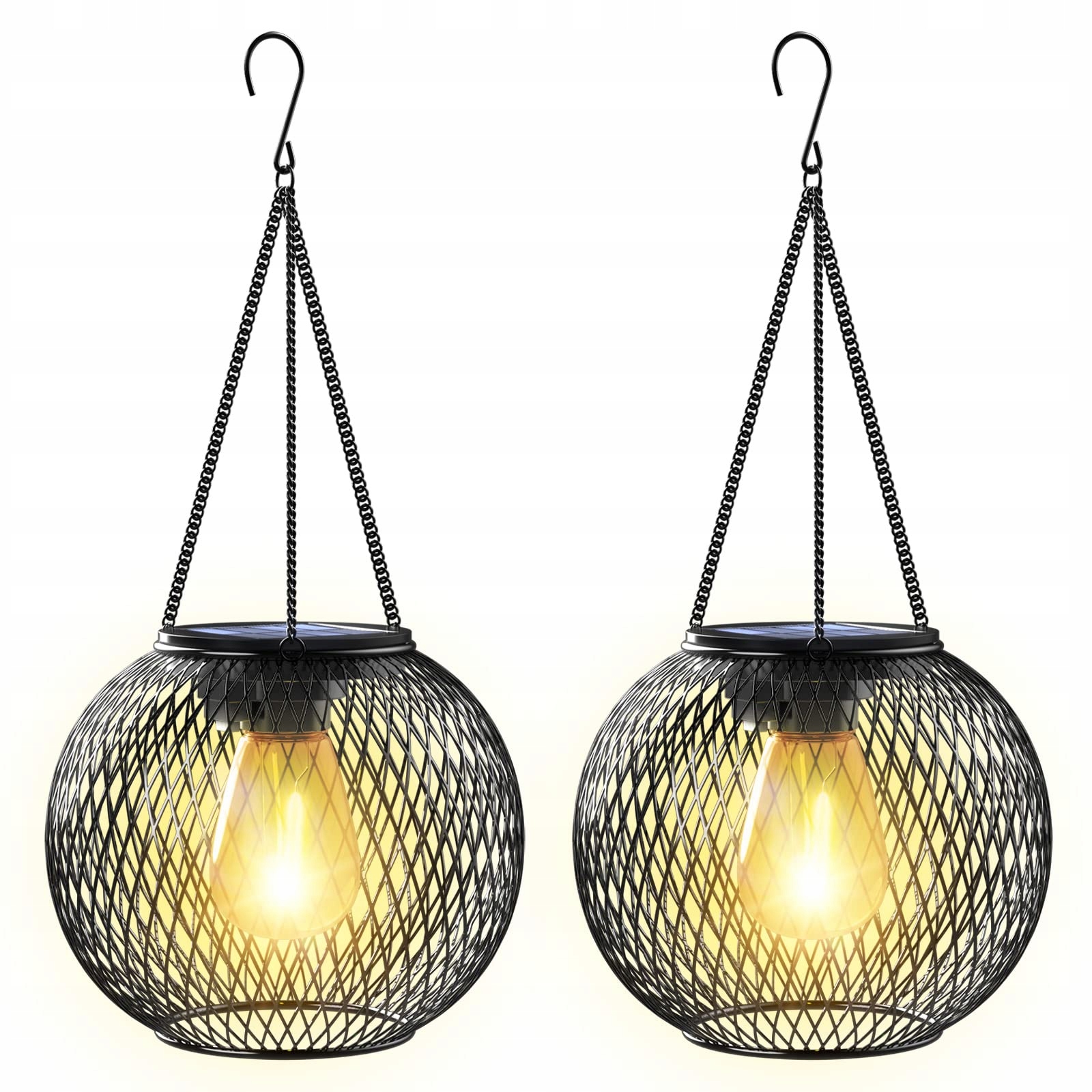 Závěsné solární lampy KagoLing 2 kusy, černé, moderní, zahradní