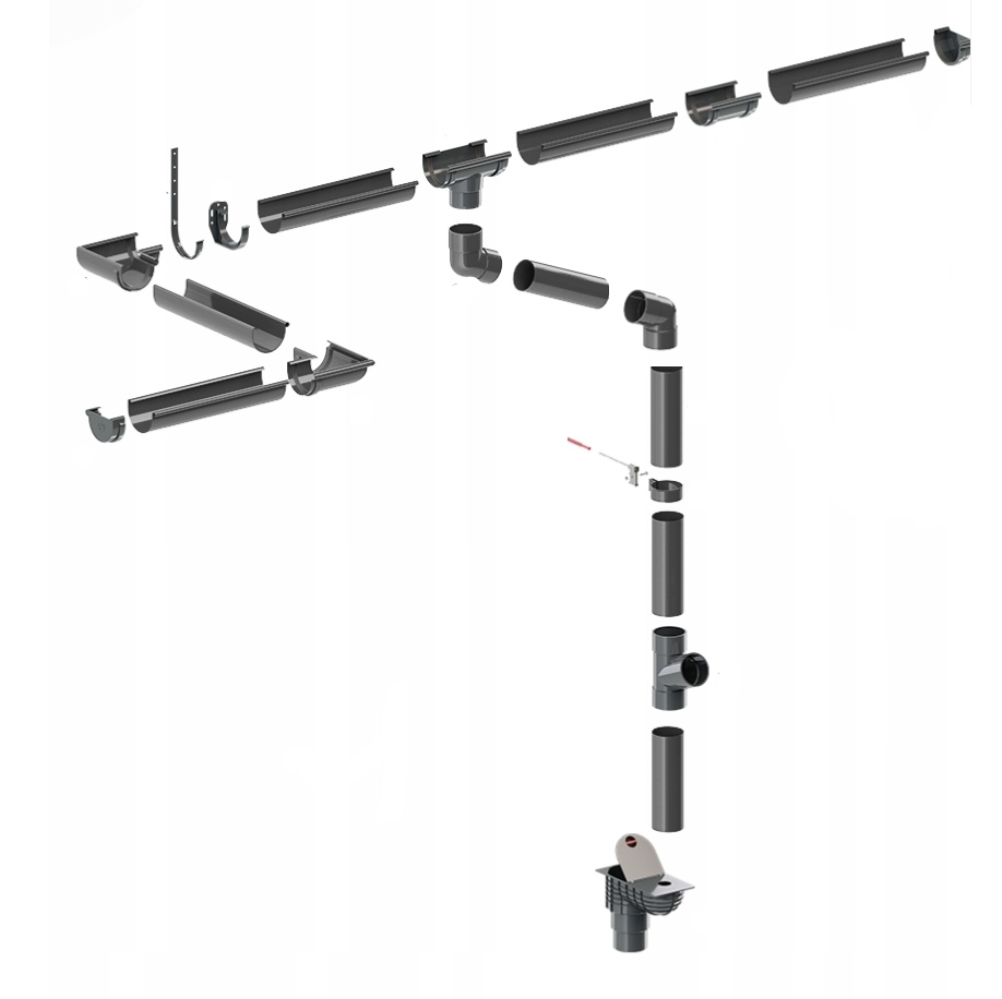 Komplet Systemu Rynnowego Krop Pvc 125/90 Brąz 10 m