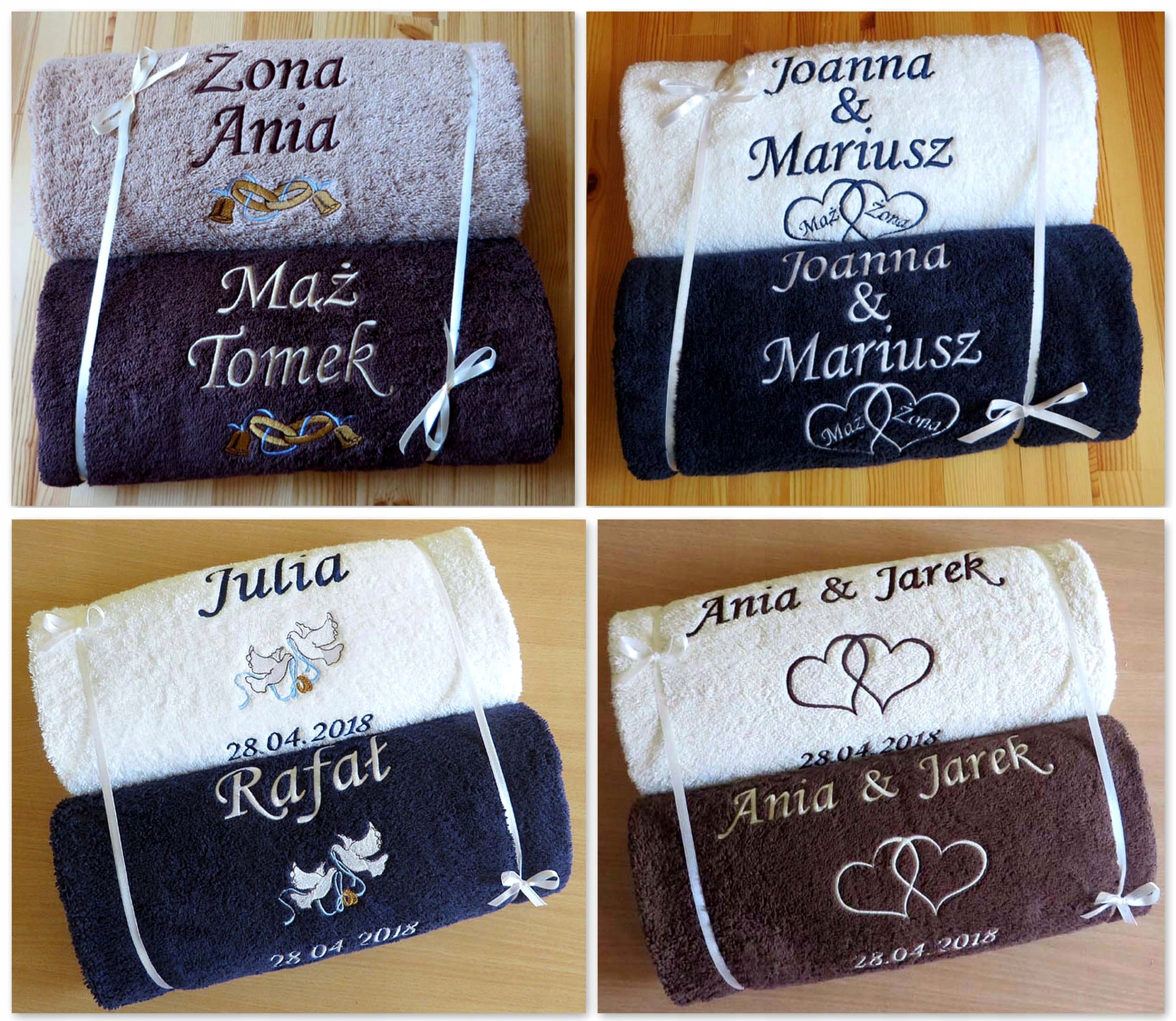 PREZENT na SREBRNE GODY 25 rocznicę ślubu RĘCZNIKI Gramatura ręcznika 510 - 600 GSM