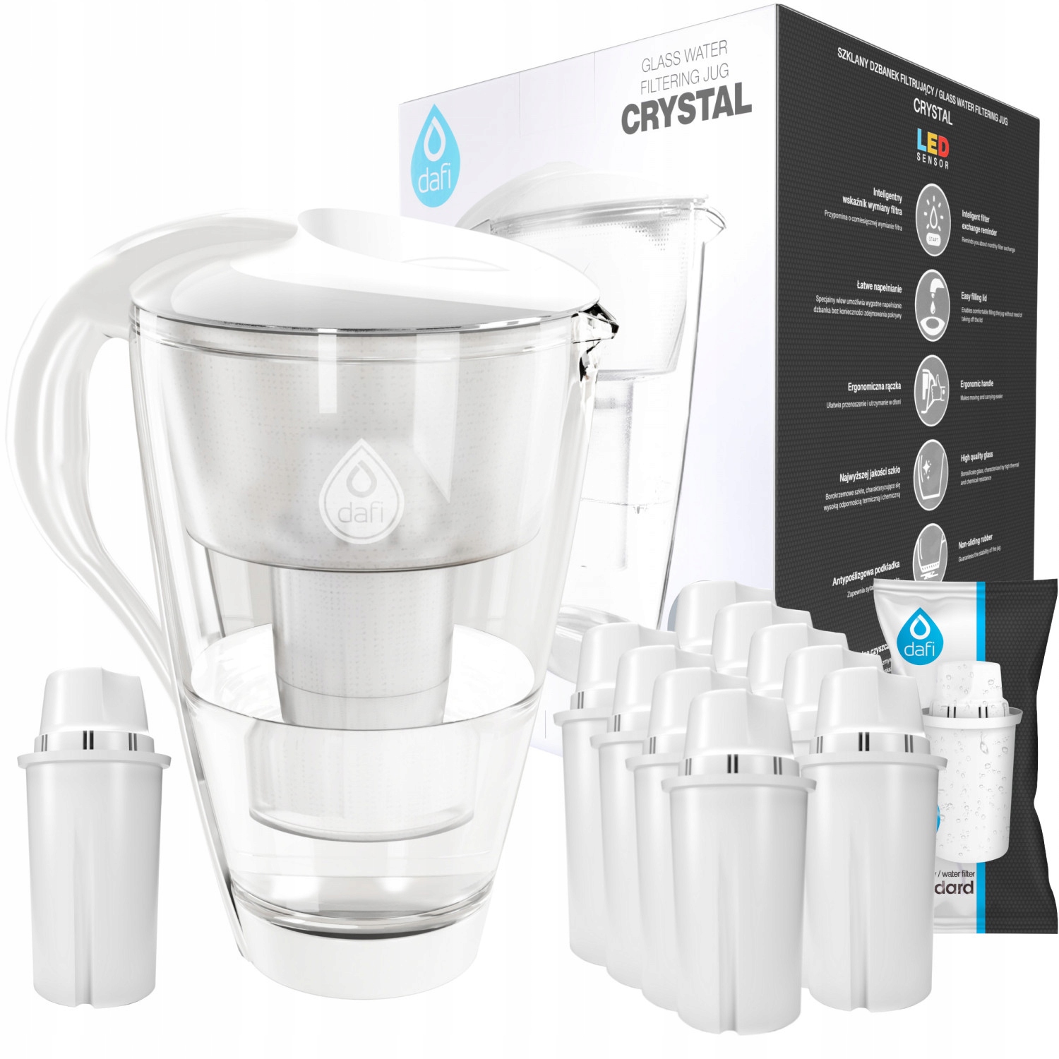 

Dzbanek Dafi Szklany Crystal Led 2L 10 Szt Filtr