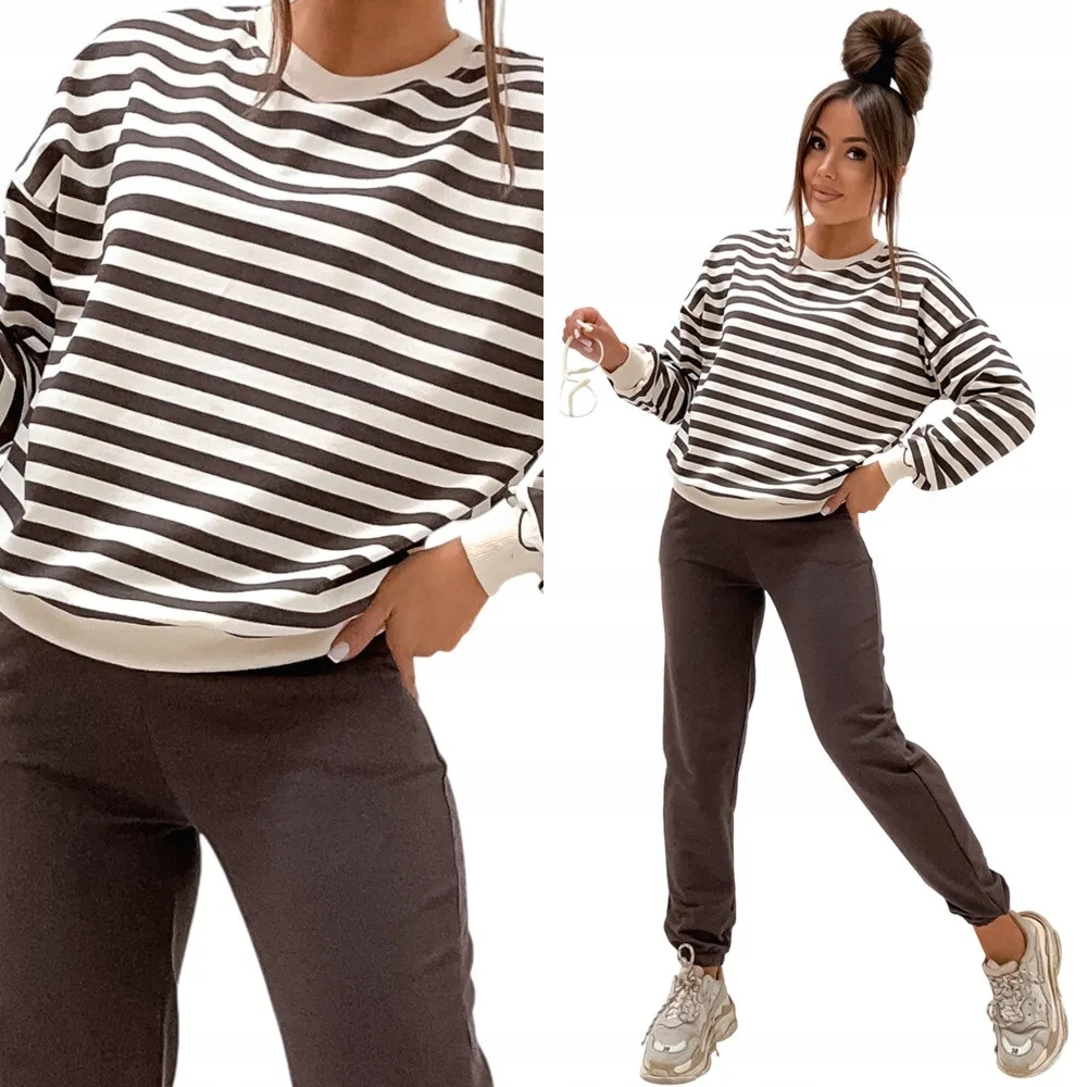 Dámský Teplákovka Sportovní bavlněný komplet bez kapuce S 36 Hnědá